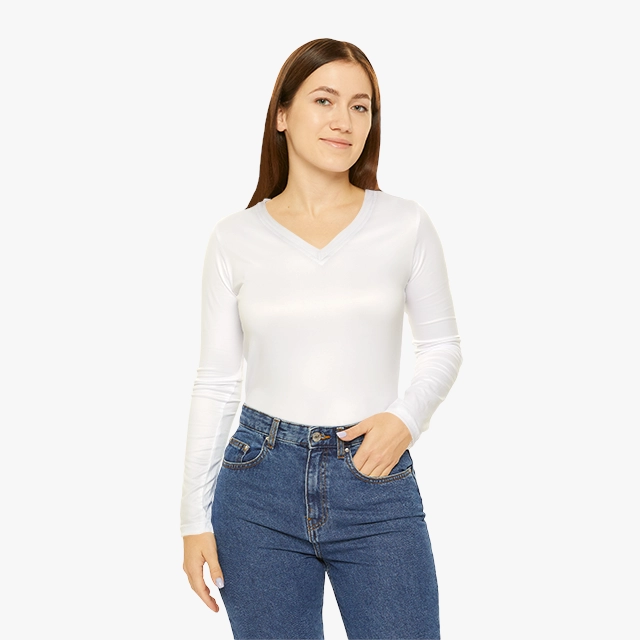 Women's Long Sleeve V-neck Shirt (AOP) (Generic brand) 30579