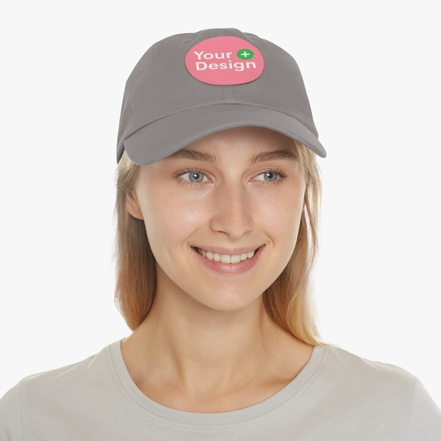Dad Hat with Leather Patch (Round) (ValuCap) 27709