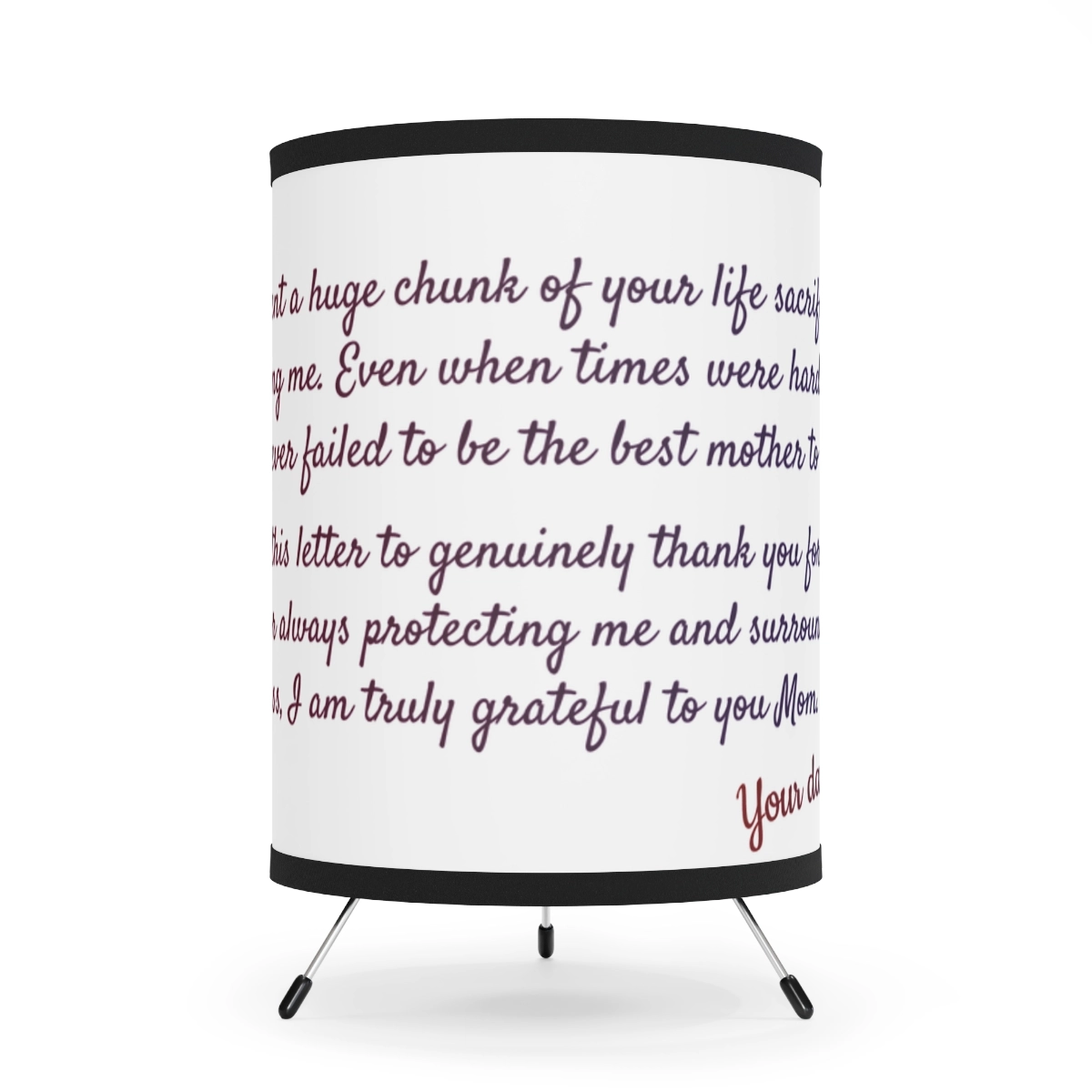 Tripod Lamp with High-Res Printed Shade, Custom photo, custom name, gift for mom, mother day