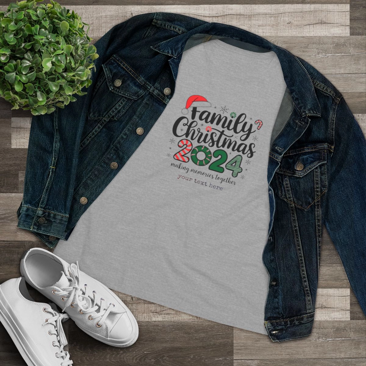 Merry Christmas Shirt, Personalized Shirt, Women's Cotton Tee (Bella+Canvas) 33580