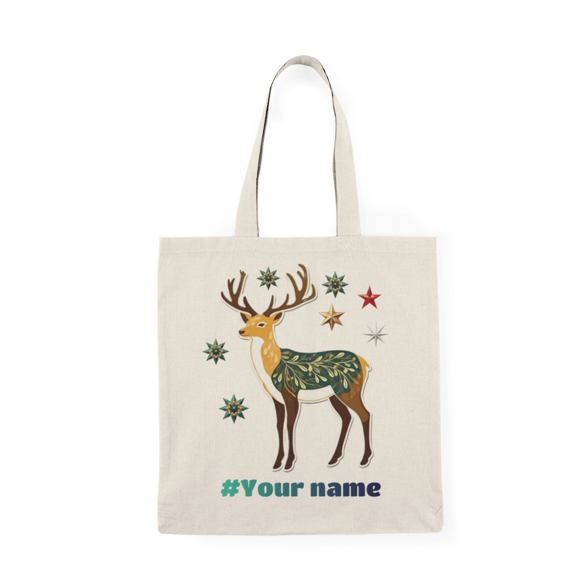 Reindeer Tote Bags, Christmas Tote Bag, Merry Christmas Bags, Natural Tote Bag (S&S Bags)