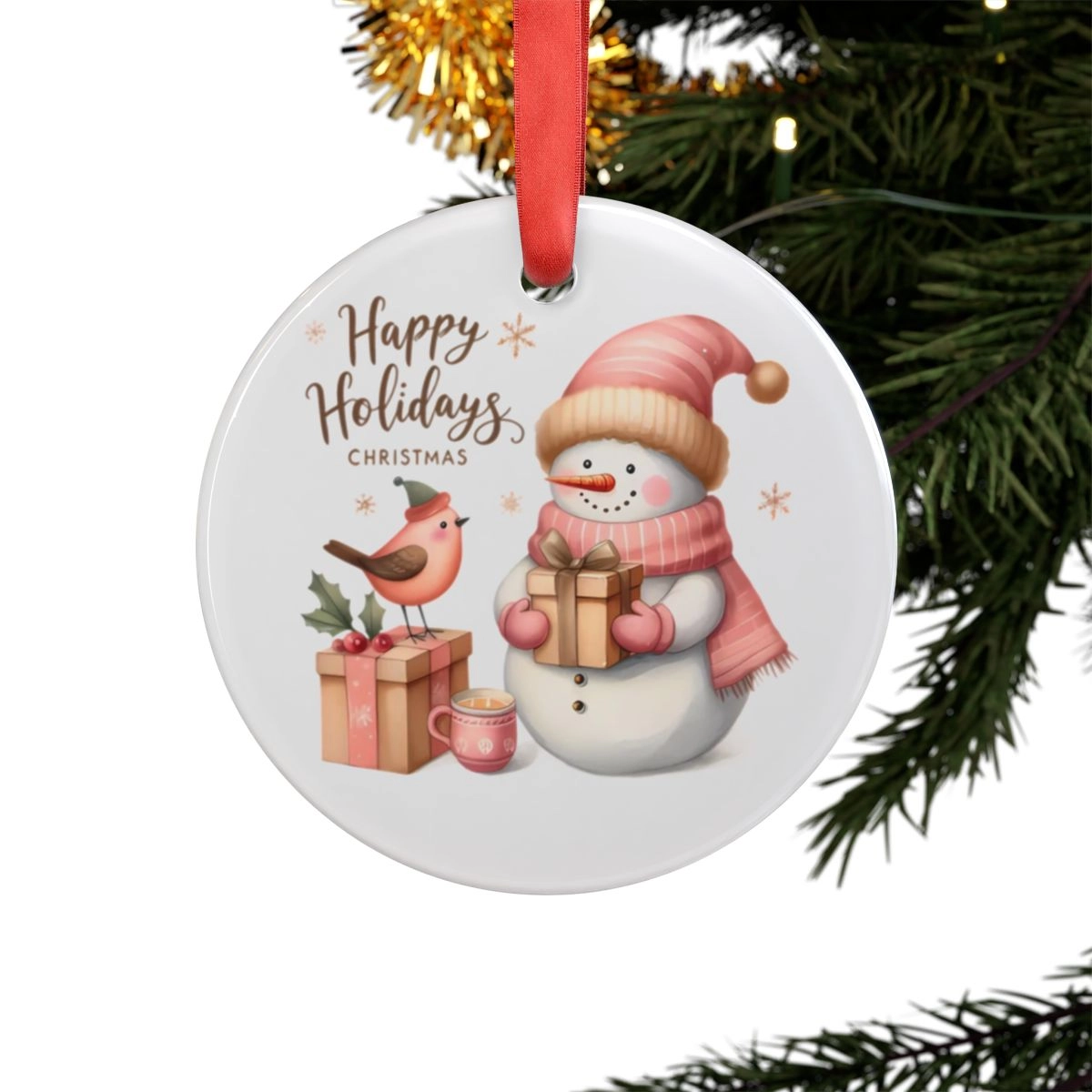 Snowman Ornament, Christmas Ornament, Acrylic Ornament with Ribbon (Generic brand) 32742