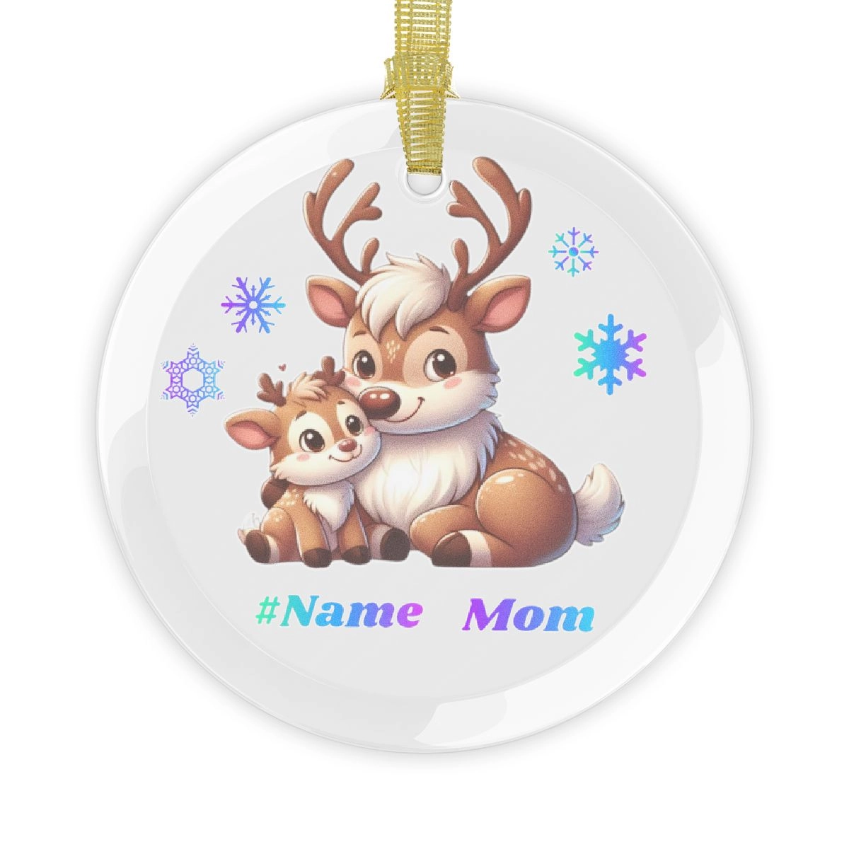 Reindeer Ornament, Mom and Child Ornament, Famlily Ornament, Glass Ornaments (Generic brand)