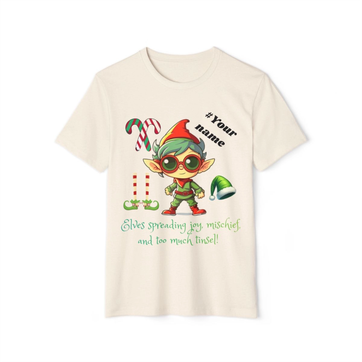 Elf Funny Shirt, Merry Christmas Shirt, Noen Shirt, Unisex Recycled Organic T-Shirt (Bella+Canvas) 33173
