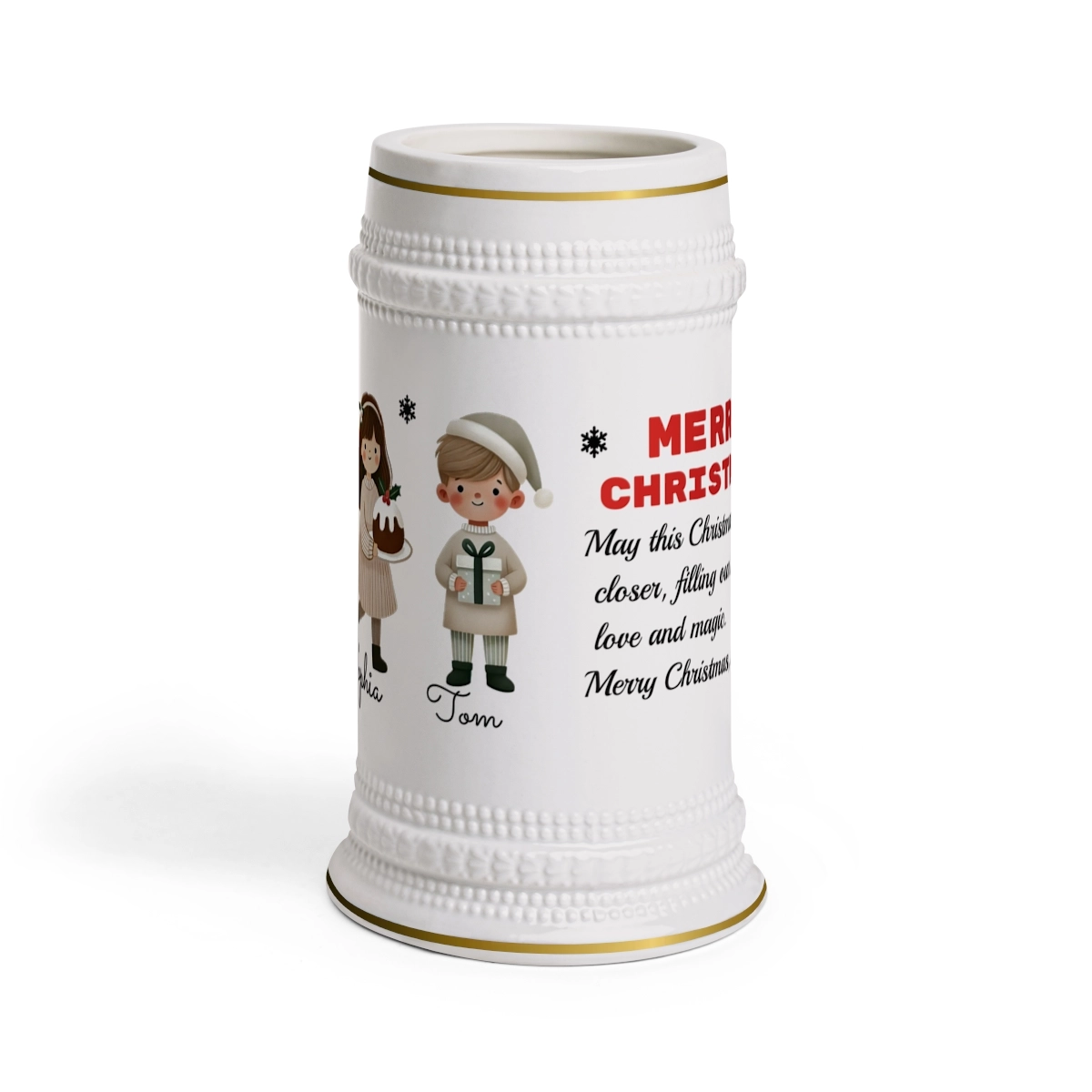 Merry Christmas Mug, Personalized Mug, Custom Photo Shirt, Gift for Family, Gift Fro Friend, Beer Stein Mug (ORCA Coatings)