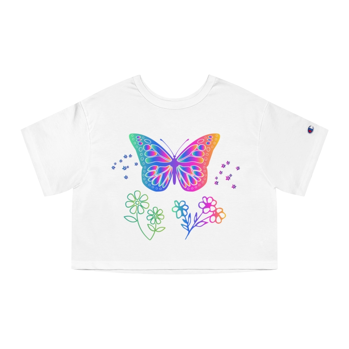 Flower t-shirt Champion , Gardener Botanical , Shirt Butterfly, Women's Heritage Cropped T-Shirt (Champion) 23458