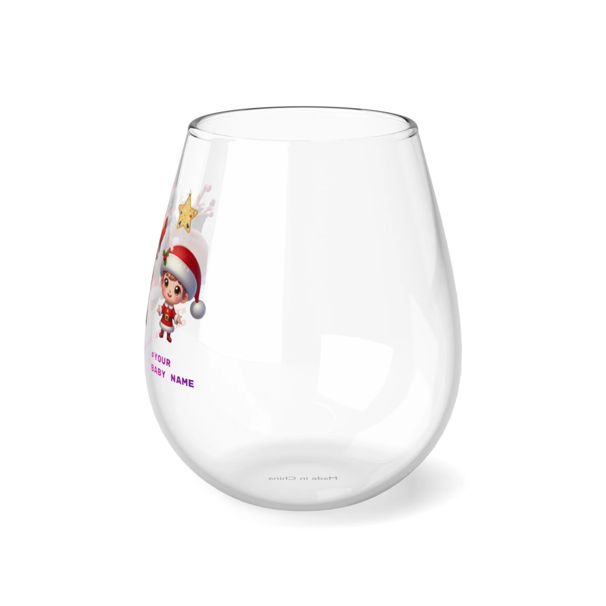 Christmas Glass, Christmas Wine Glass, Santa Claus Glass, Stemless Wine Glass, 11.75oz (Generic brand) 32779