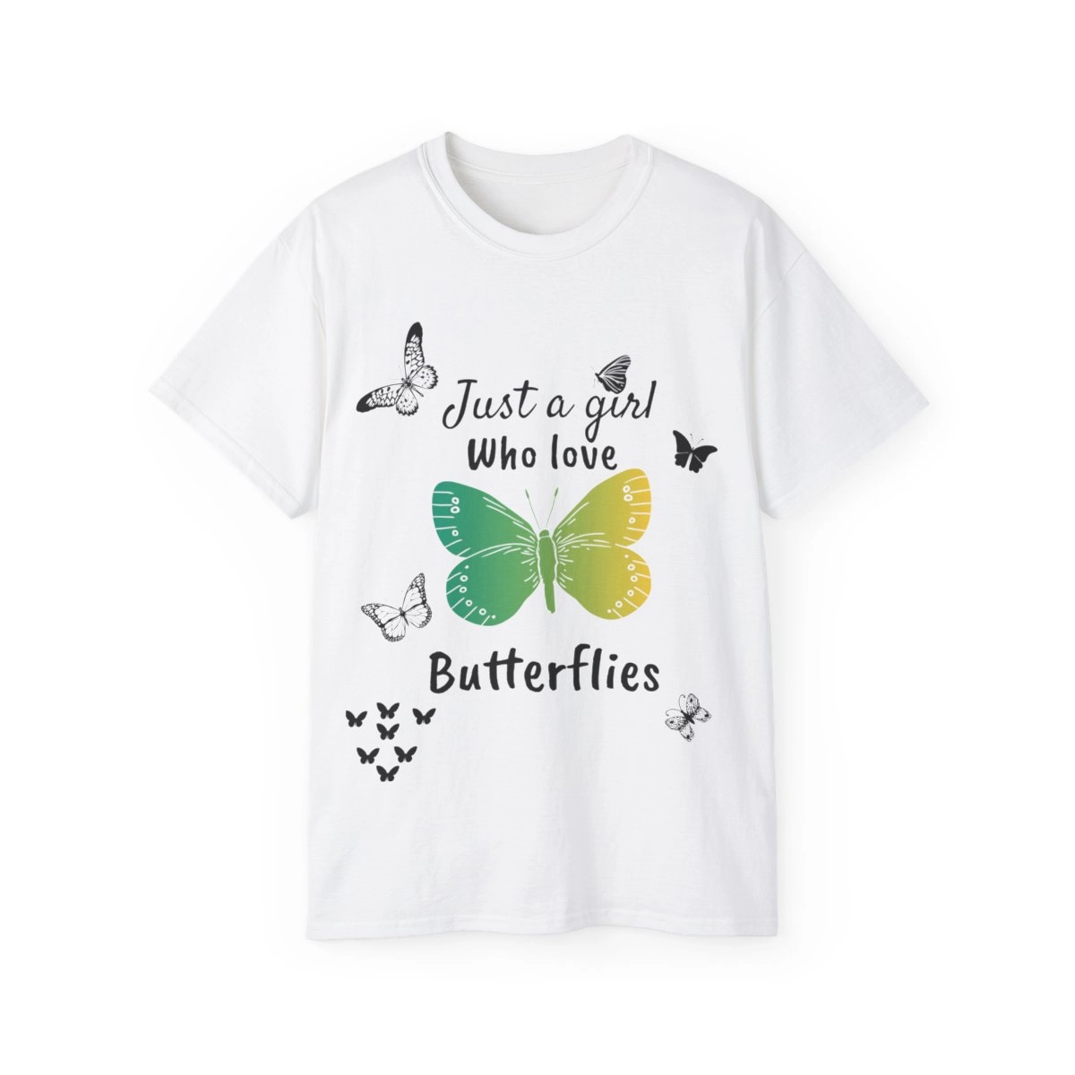 Just A Girl Who Love Butterflies ,Custom text, Custom photo, Unisex Ultra Cotton Tee (Gildan) 23262