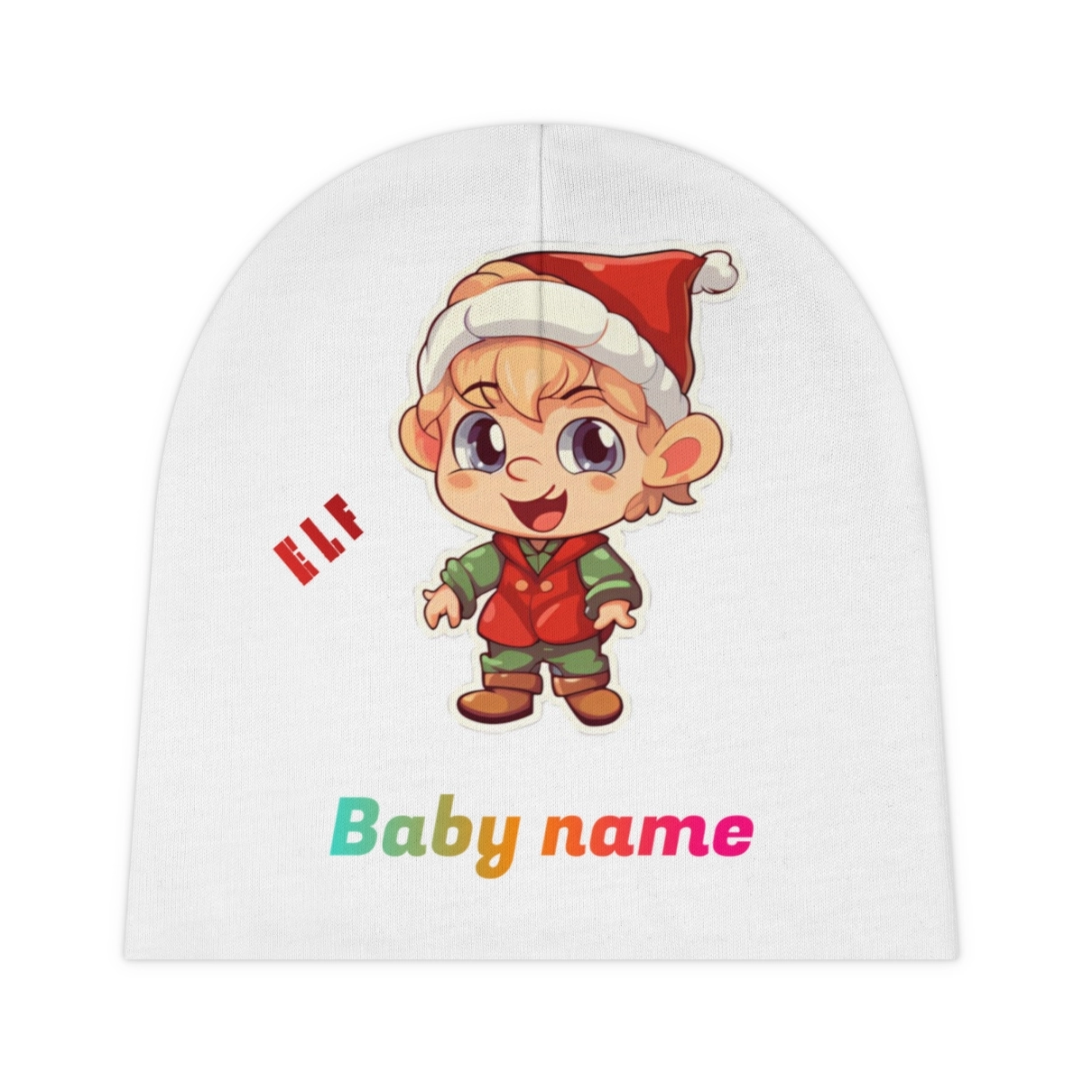 Elf Beanie,Elf Custom Hat, Merry Christmas Hat, Baby Elf Hat, Custom Beanie, Custom Baby Hat, Baby Beanie (AOP) (The Laughing Giraffe) 👶 32639