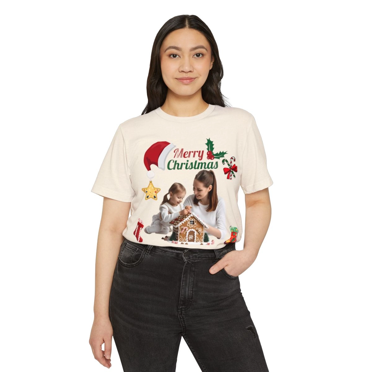 Personalized Photo Christmas Shirt, Merry Christmas Shirt, Noen Shirt, Unisex Recycled Organic T-Shirt (Bella+Canvas) 33152