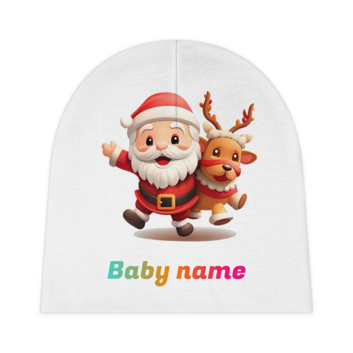 Merry Christmas Hat, Baby Elf Hat, Custom Beanie, Custom Baby Hat, Santa Claus Beanie, Baby Beanie (AOP) (The Laughing Giraffe) 👶 32643