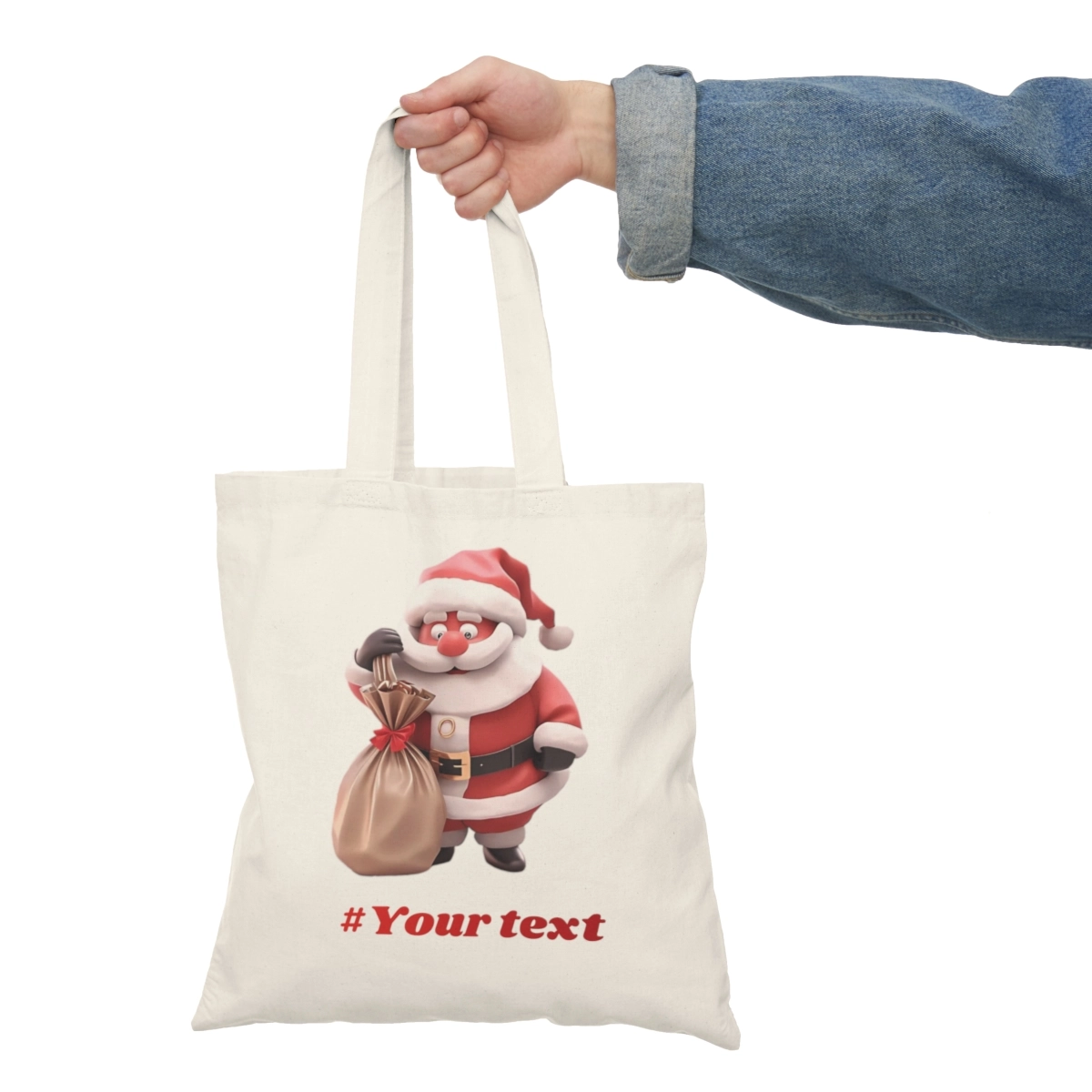 Gift For Kids Chrismast Bags, Christmas Tote Bag, Santa Claus Bag, Merry Christmas Bags, Natural Tote Bag (S&S Bags) 33092