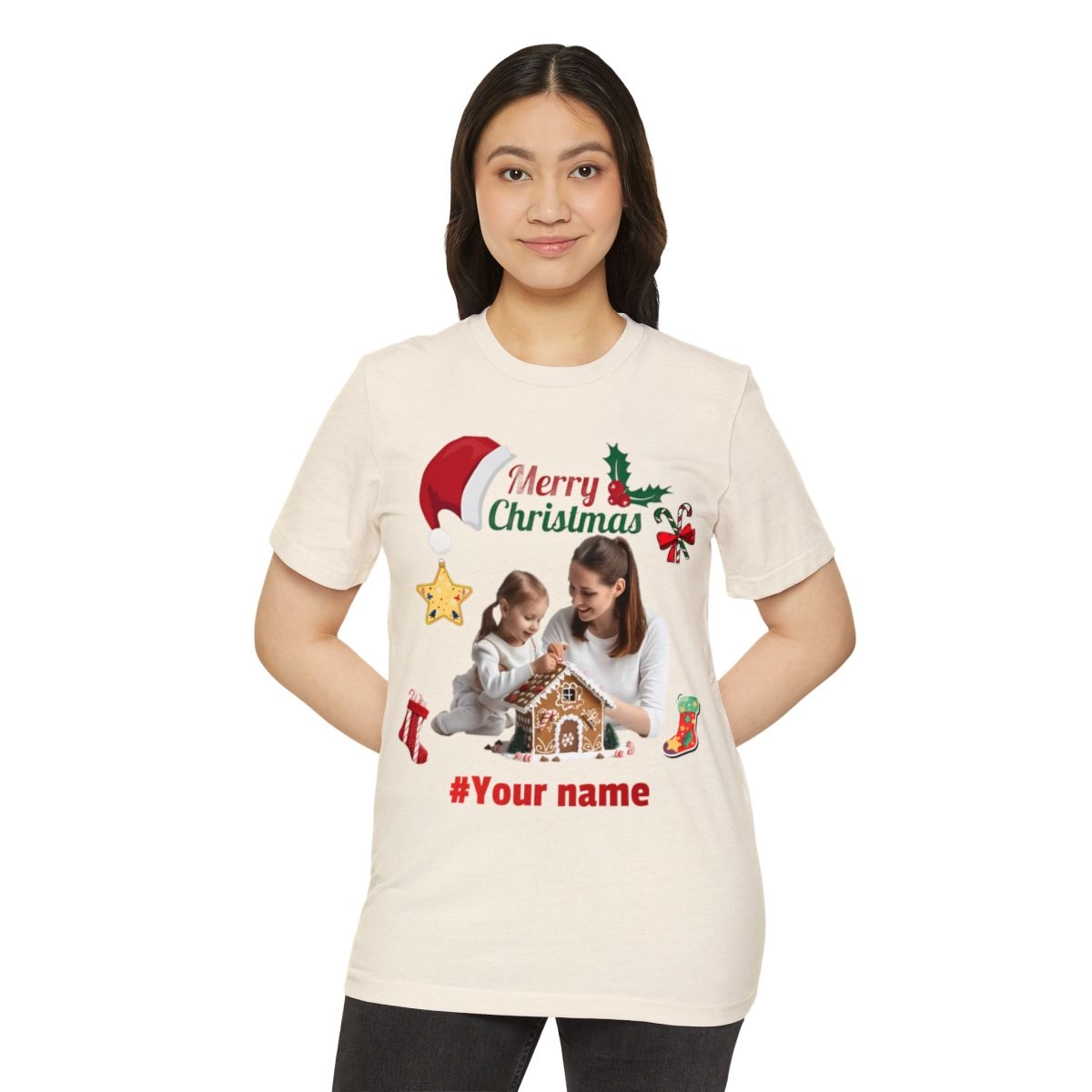 Personalized Photo Christmas Shirt, Merry Christmas Shirt, Noen Shirt, Unisex Recycled Organic T-Shirt (Bella+Canvas)