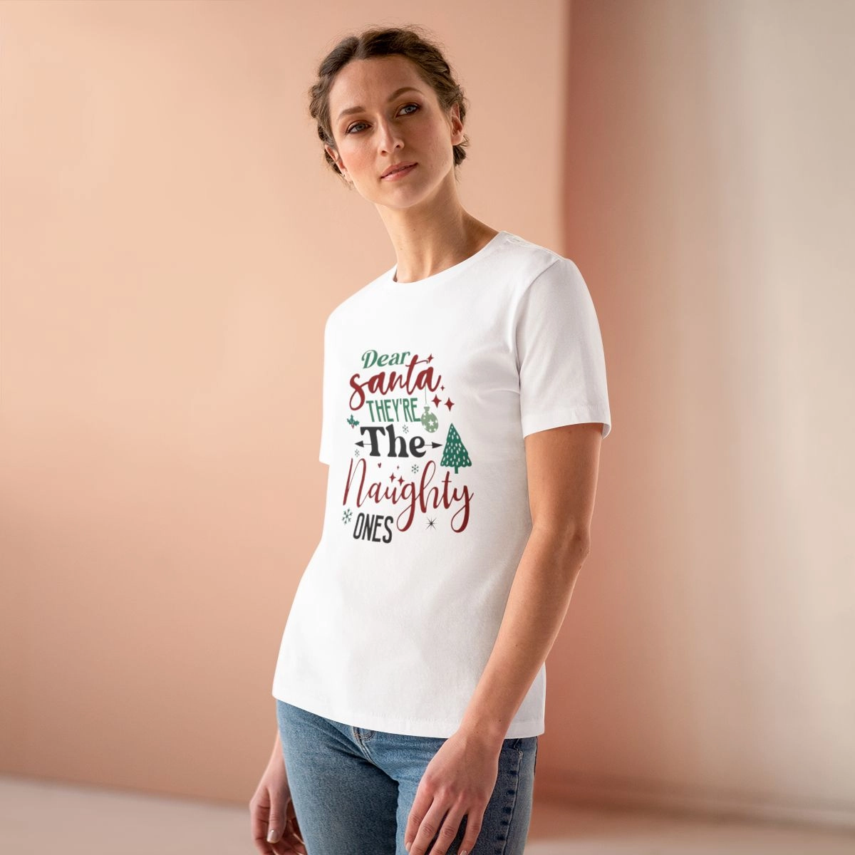Merry Chirstmas Shirt, Women's Cotton Tee (Bella+Canvas) 33561