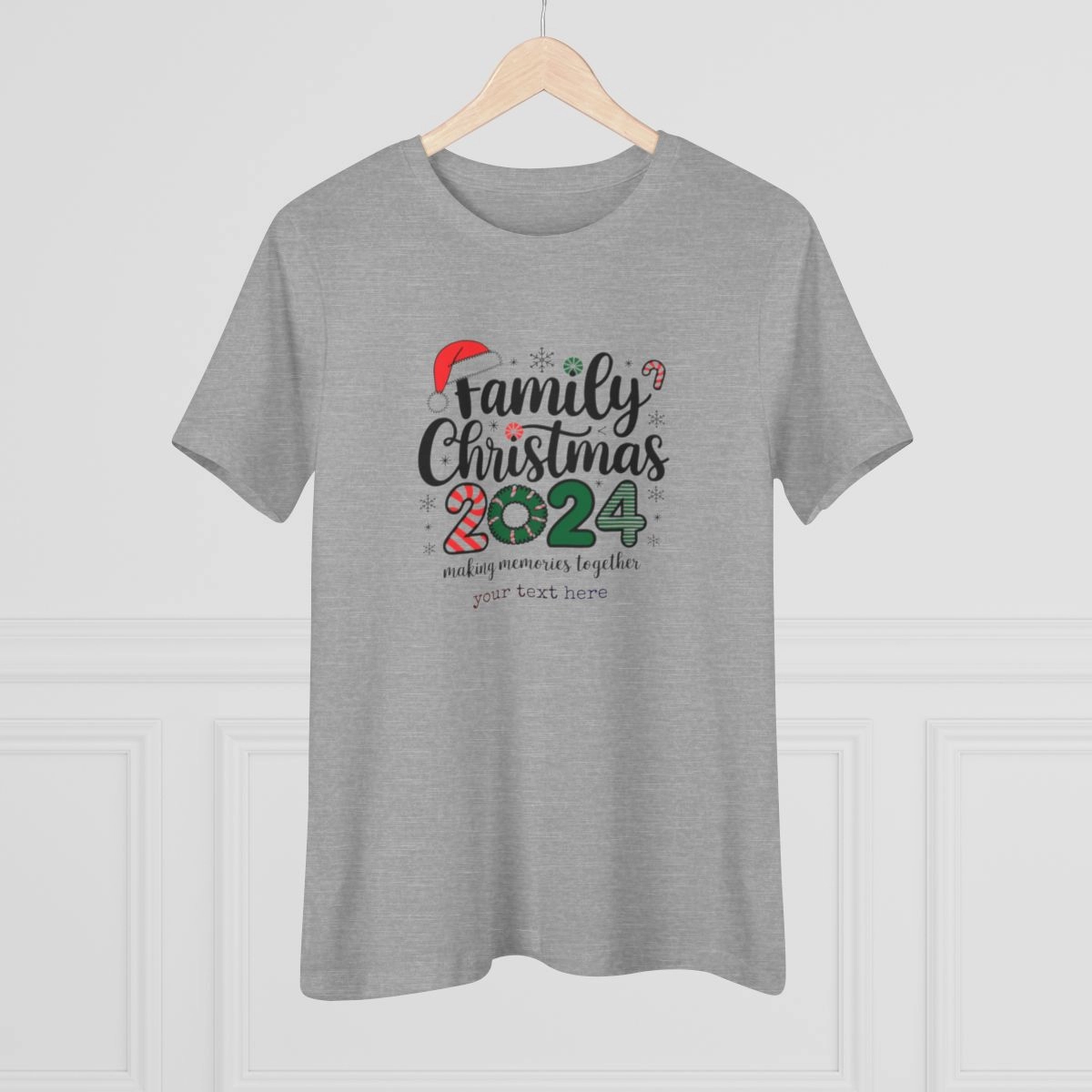 Merry Christmas Shirt, Personalized Shirt, Women's Cotton Tee (Bella+Canvas) 33581