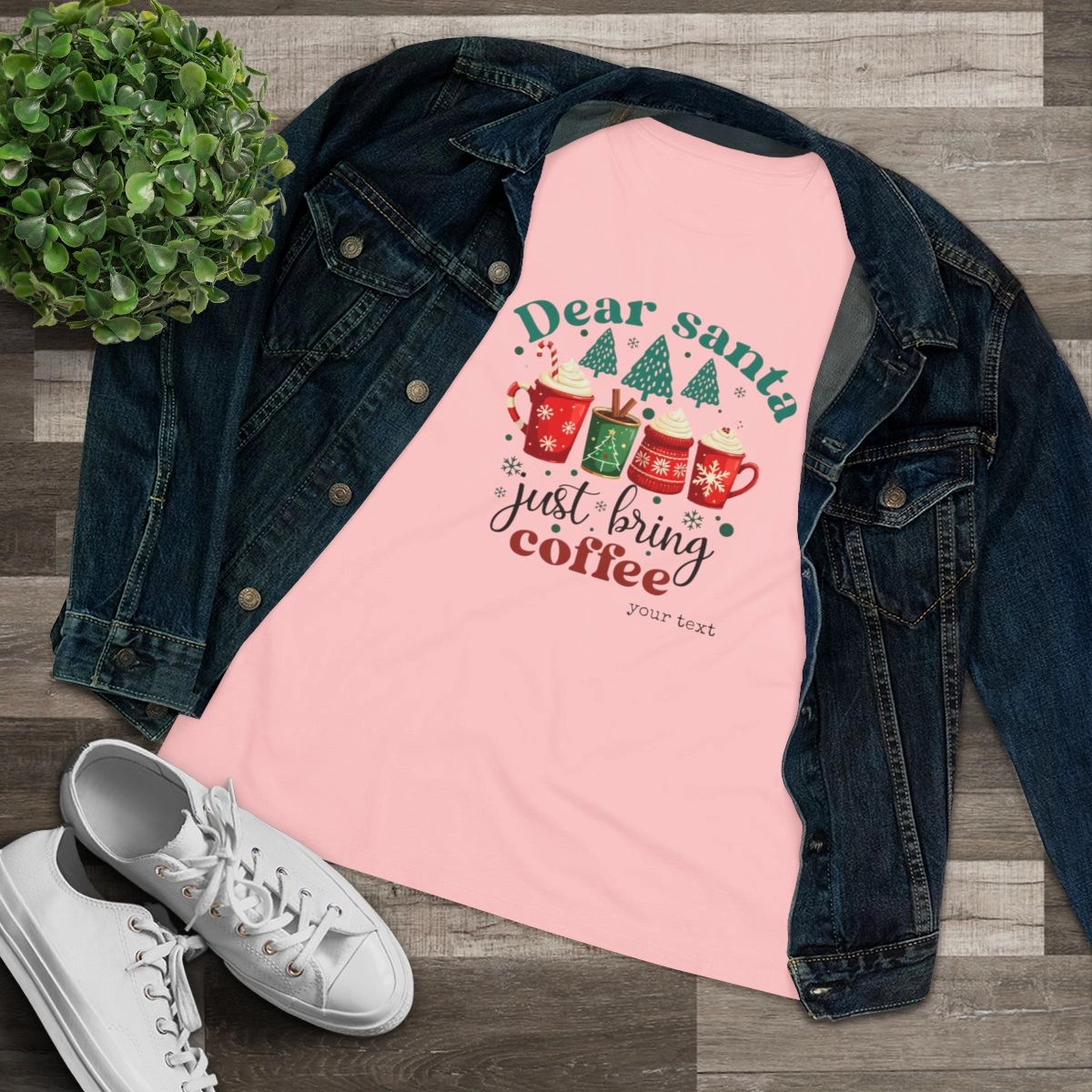 Coffee Shirt, Merry Christmas Shirt, Santa Shirt, Women's Cotton Tee (Bella+Canvas)