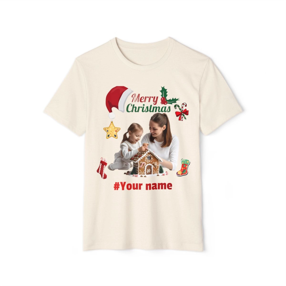 Personalized Photo Christmas Shirt, Merry Christmas Shirt, Noen Shirt, Unisex Recycled Organic T-Shirt (Bella+Canvas) 33146