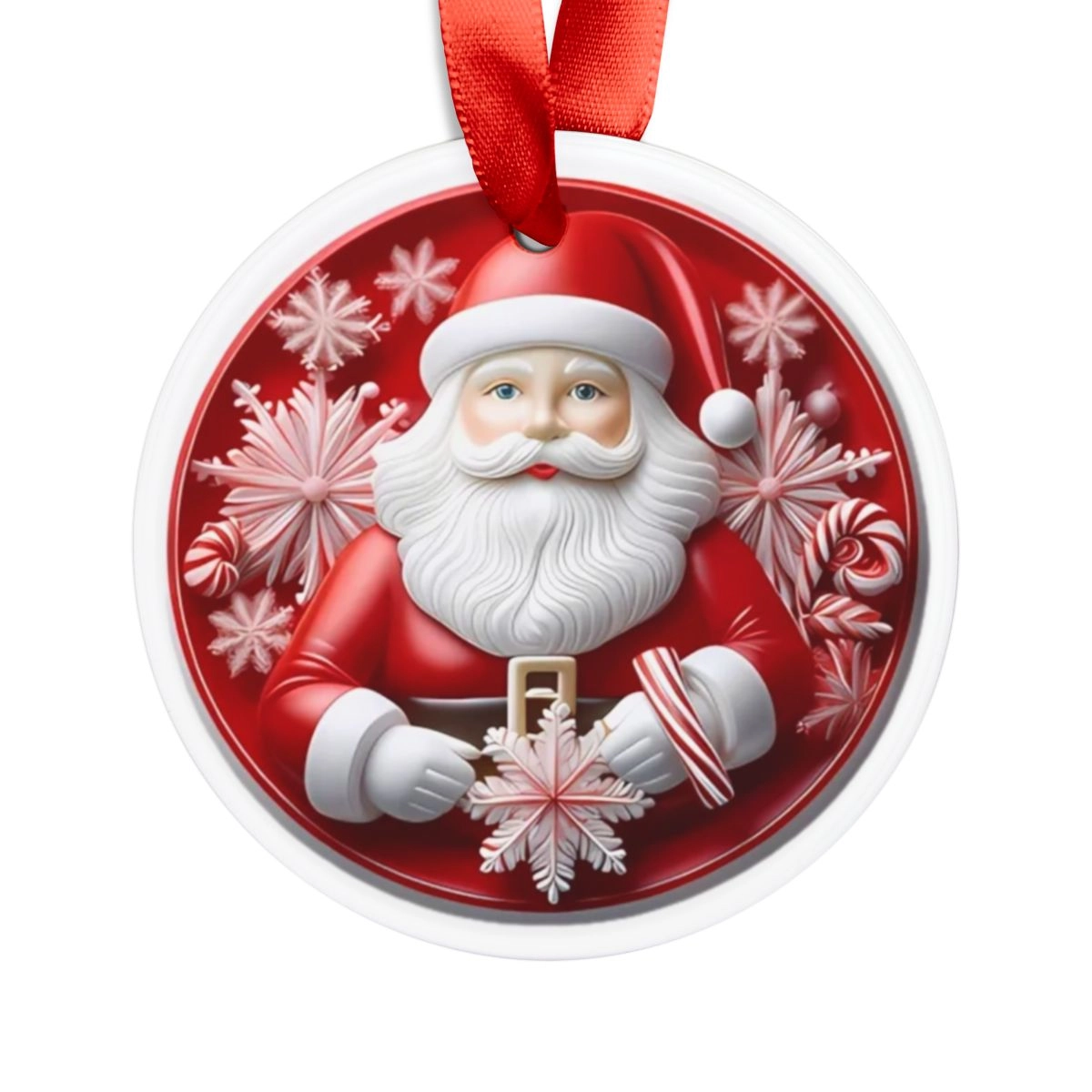 Santa Claus Ornament, Print Ornament, Christmas Ornament, Acrylic Ornament with Ribbon (Generic brand)
