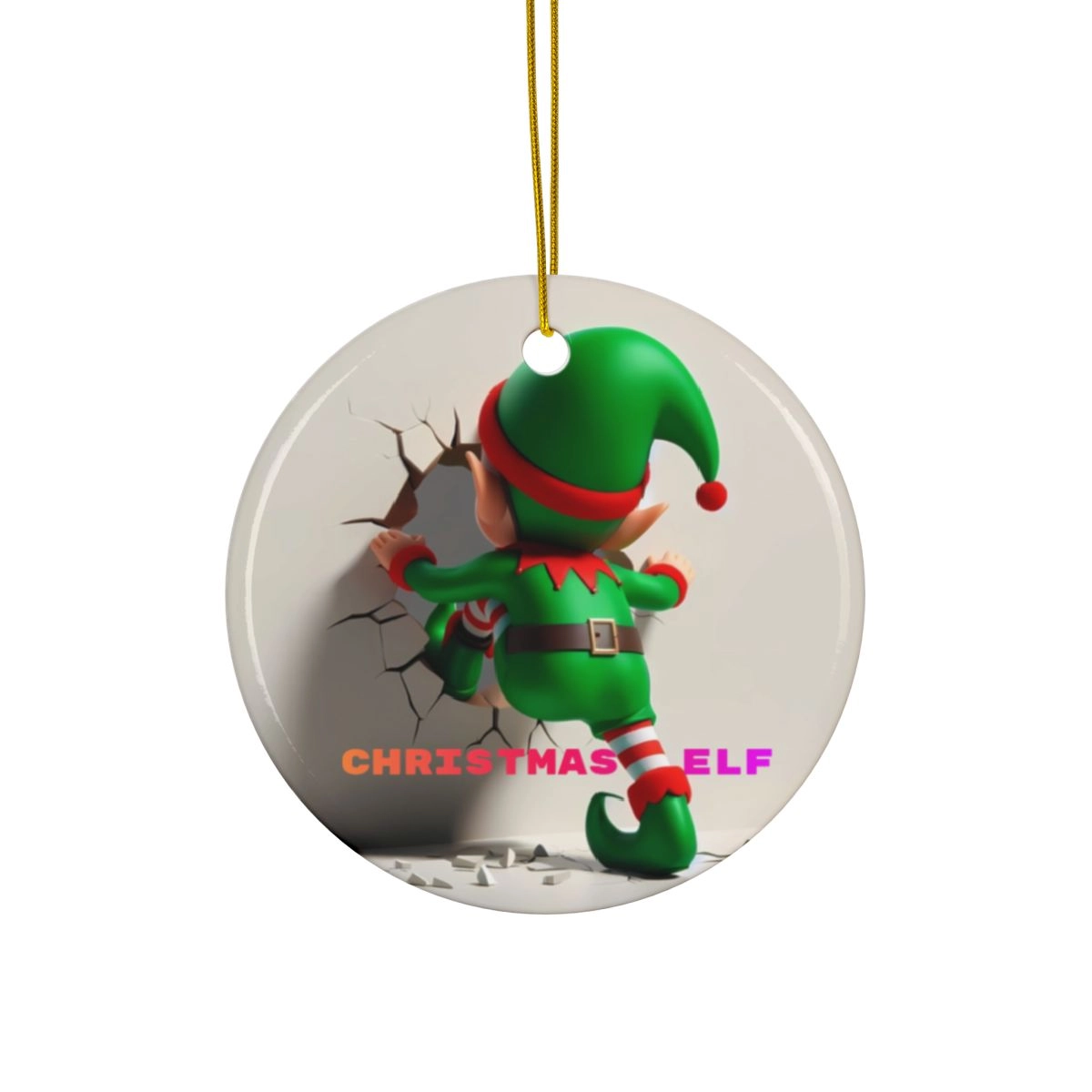 3D Elf Christmas Ornament, Ceramic Ornaments, 2-Side Print, (1pc, 3pcs, 5pcs, 10pcs) (Generic brand) 33532