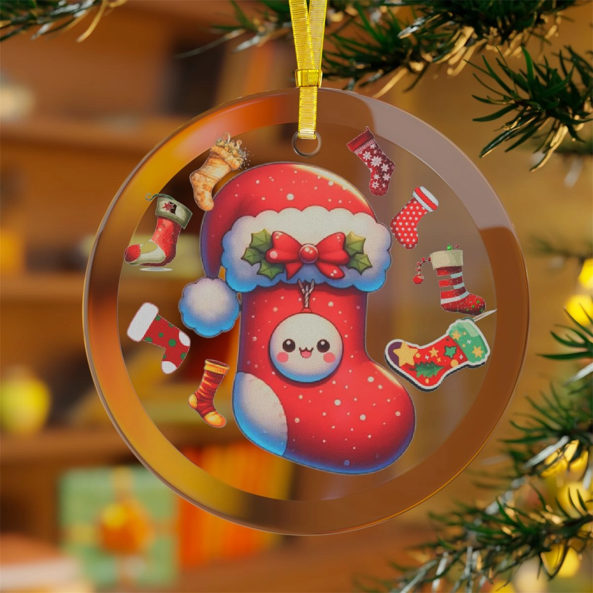 Stocking Ornament, Christmas Ornament, Glass Ornaments (Generic brand) 32973