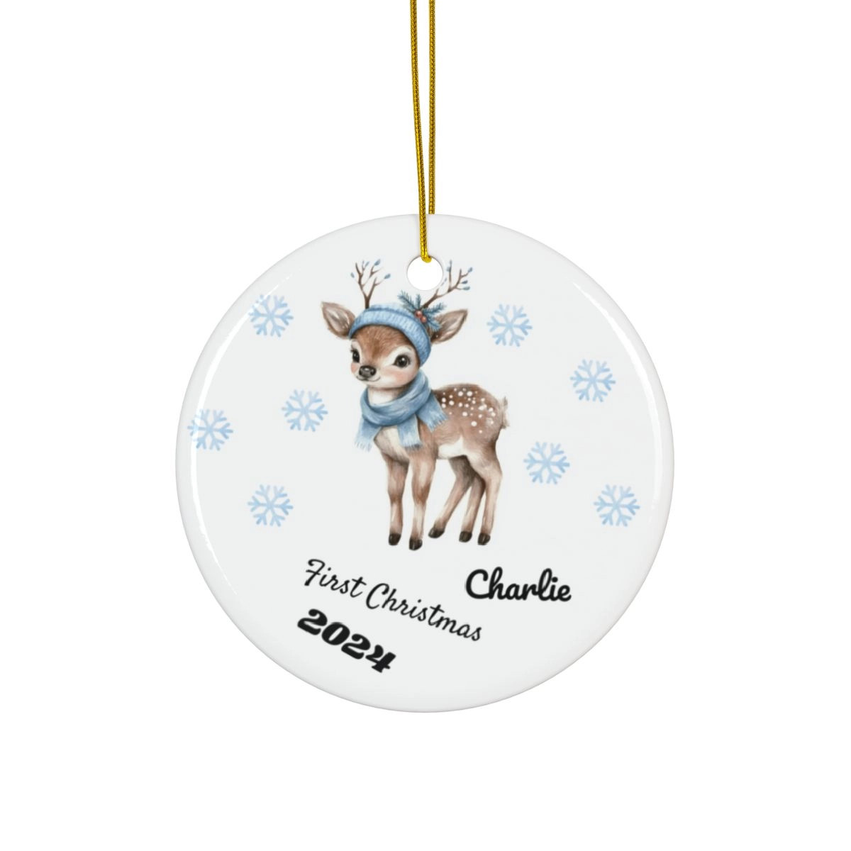 Custom Text Ornament, Reindeers Ornament, Personalized Ornament, Ceramic Ornaments, 2-Side Print, (1pc, 3pcs, 5pcs, 10pcs) (Generic brand)