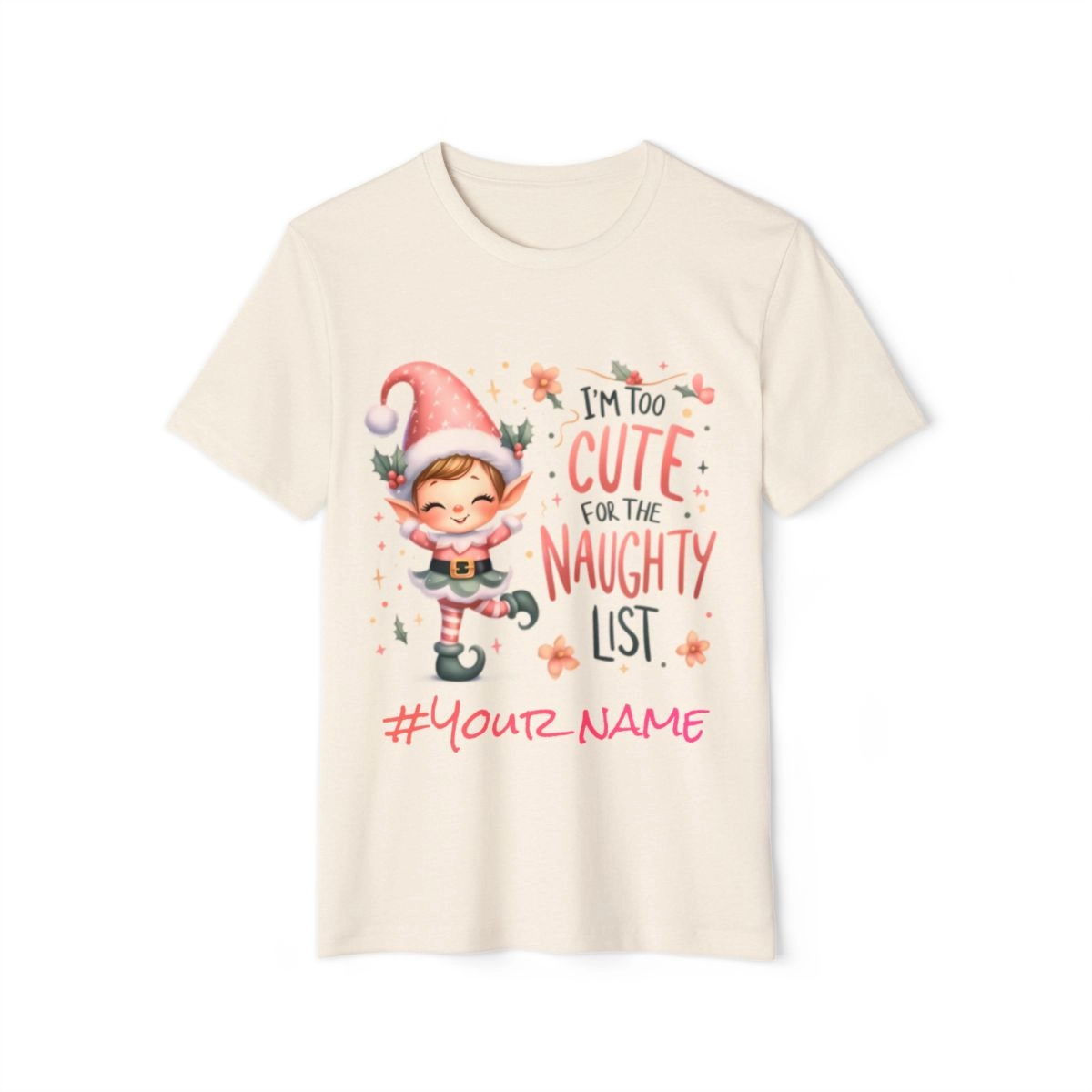 Merry Christmas Shirt, Cute Shirt, Custom Shirt, Noen Shirt, Unisex Recycled Organic T-Shirt (Bella+Canvas) 33155