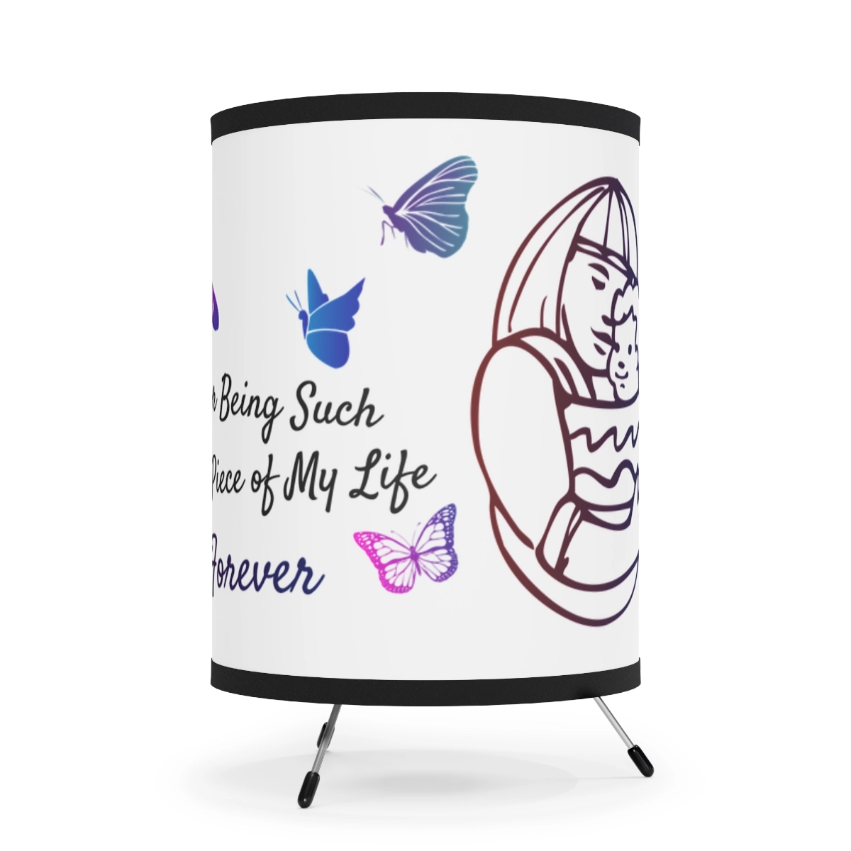 Tripod Lamp with High-Res Printed Shade, Custom photo, custom name, gift for mom, mother day 23061