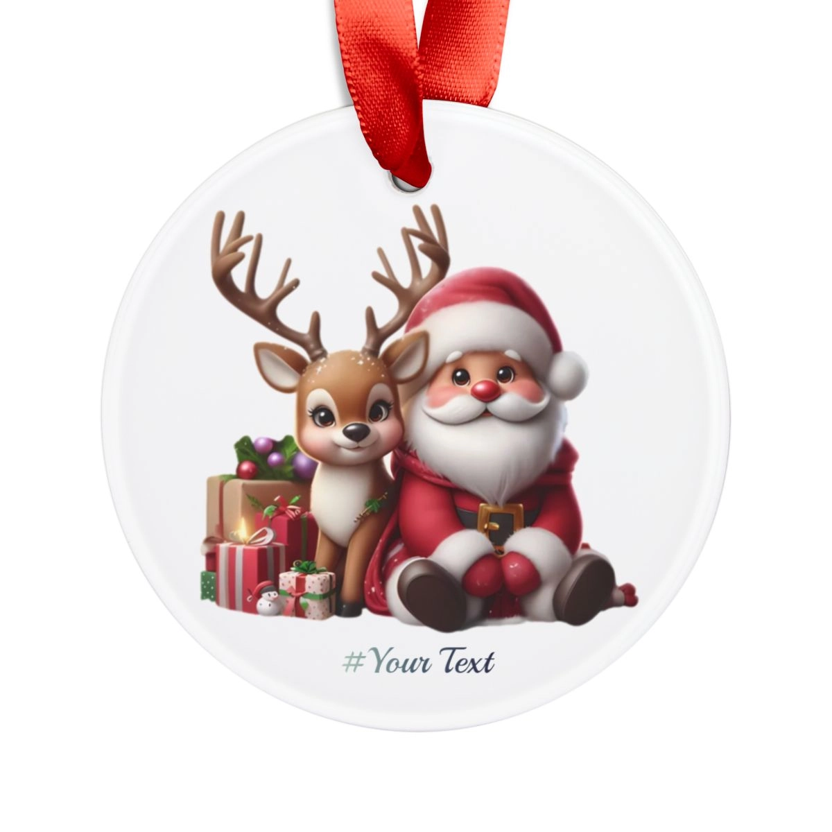 Santa Claus Ornament, Reindeer Ornament, Acrylic Ornament with Ribbon (Generic brand)