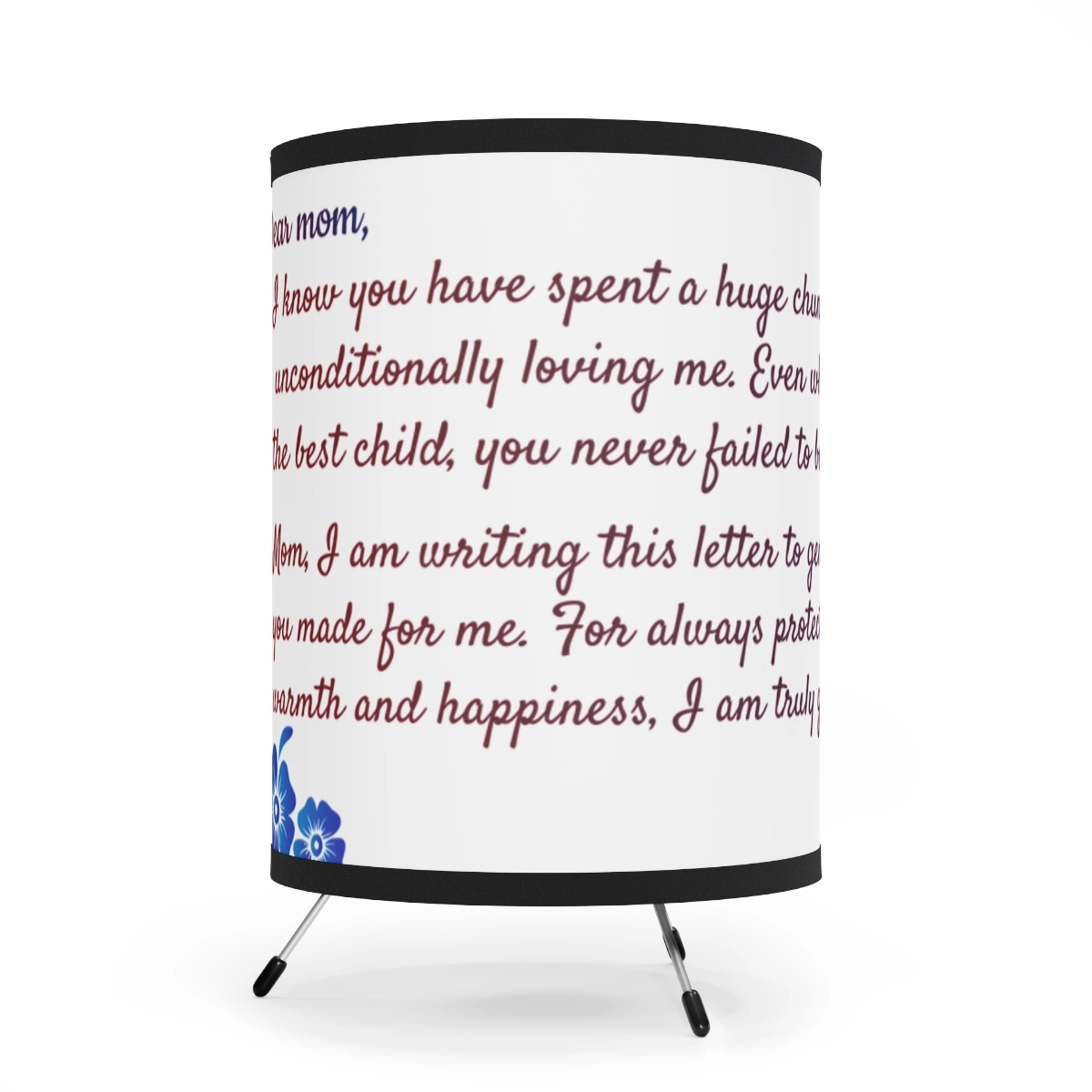 Tripod Lamp with High-Res Printed Shade, Custom photo, custom name, gift for mom, mother day 23116