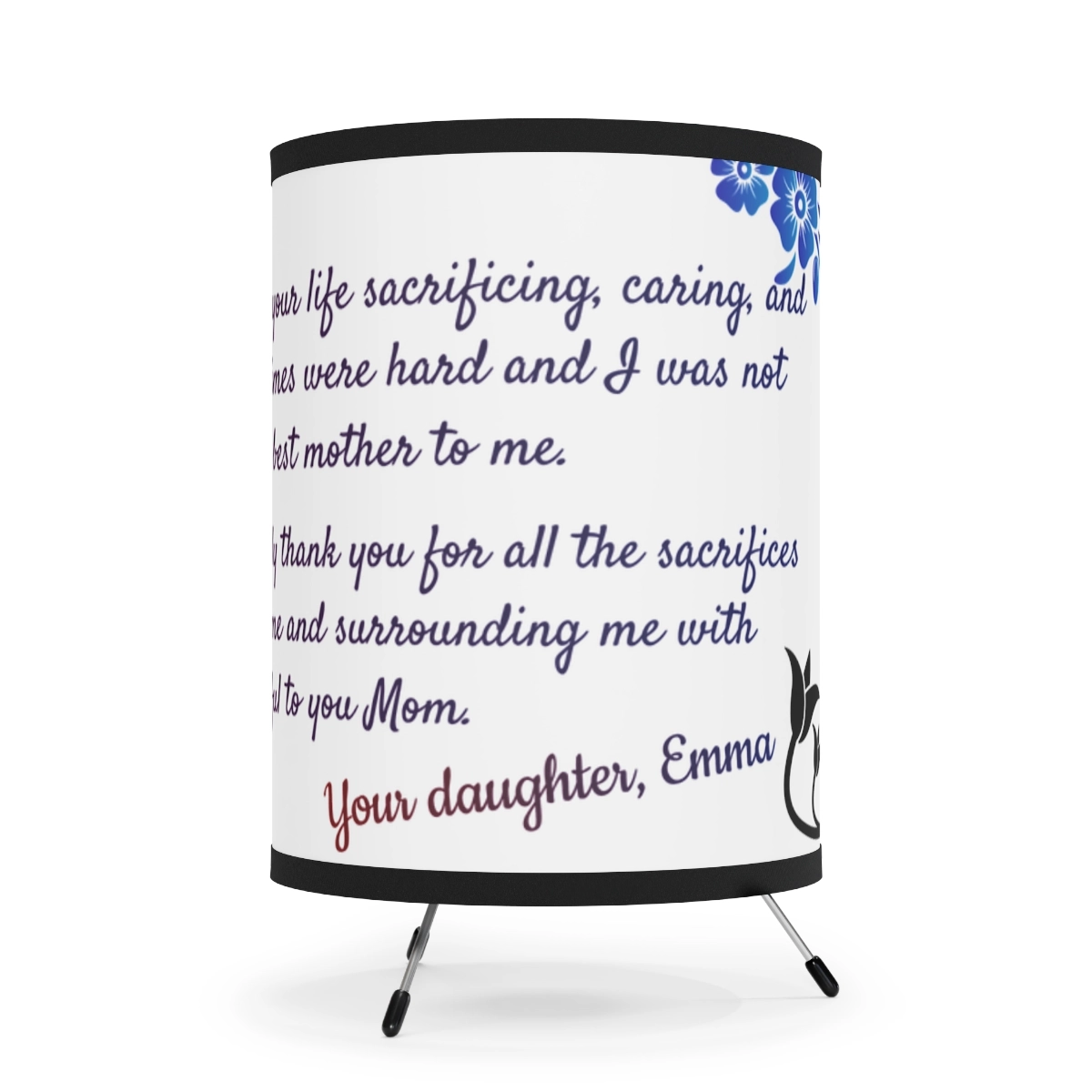Tripod Lamp with High-Res Printed Shade, Custom photo, custom name, gift for mom, mother day 23118