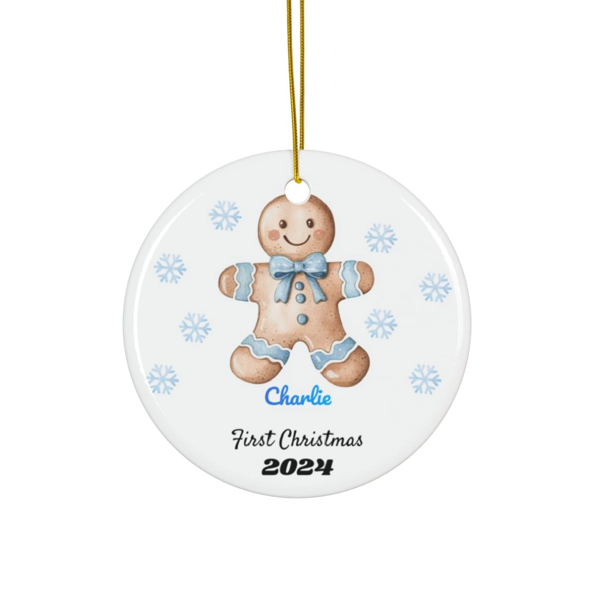 3D Gingerbread man Christmas Ornament, Ceramic Ornaments, 2-Side Print, (1pc, 3pcs, 5pcs, 10pcs) (Generic brand)