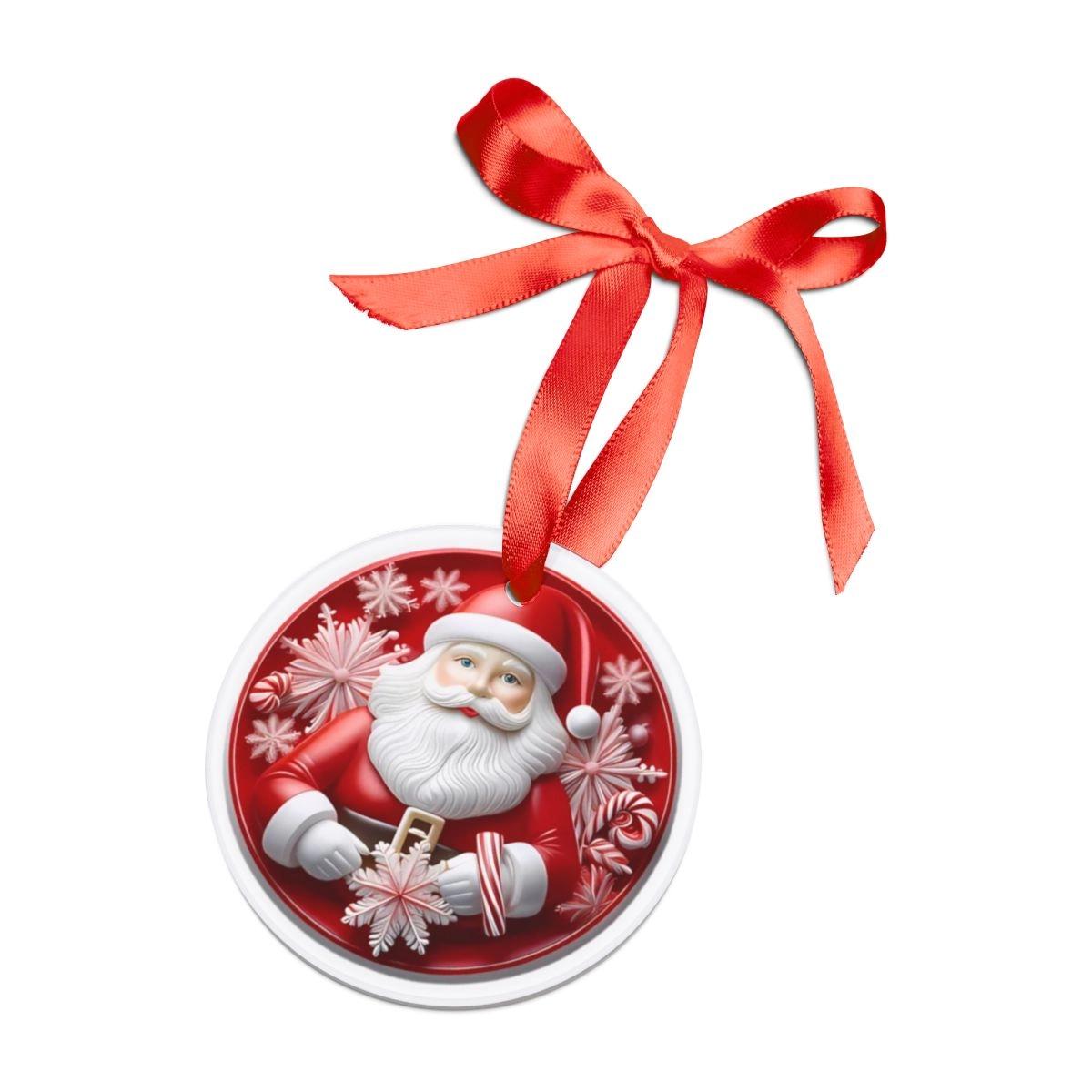 Santa Claus Ornament, Print Ornament, Christmas Ornament, Acrylic Ornament with Ribbon (Generic brand) 32759