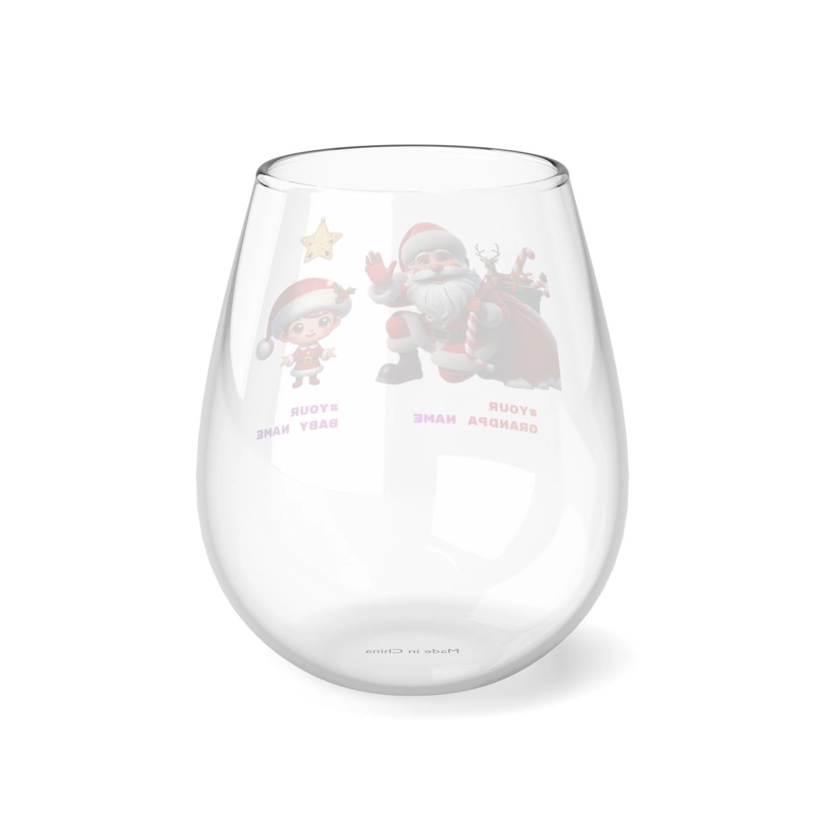 Christmas Glass, Christmas Wine Glass, Santa Claus Glass, Stemless Wine Glass, 11.75oz (Generic brand) 32780