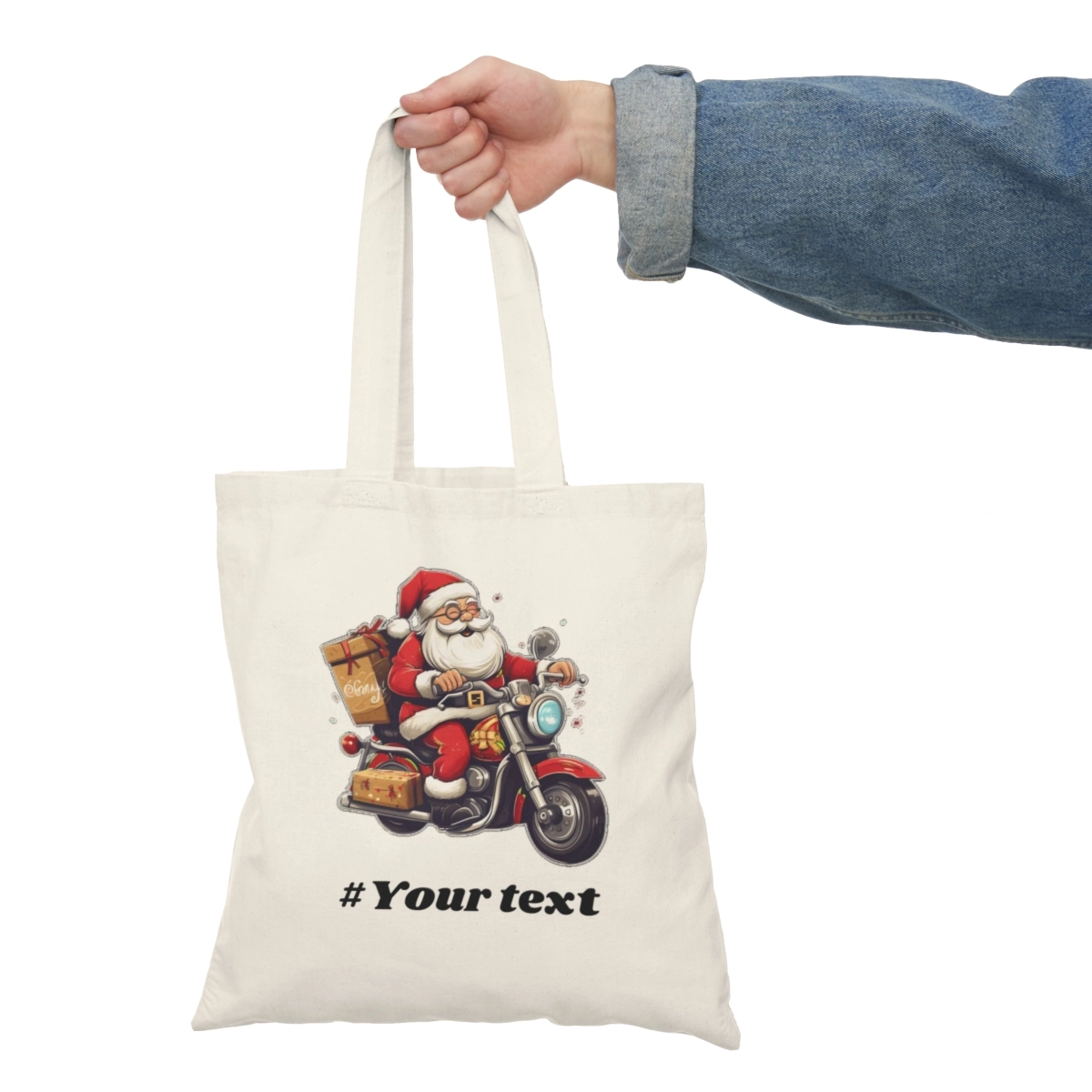 Christmas Tote Bag, Santa Claus Bag, Merry Christmas Bags, Natural Tote Bag (S&S Bags) 33076