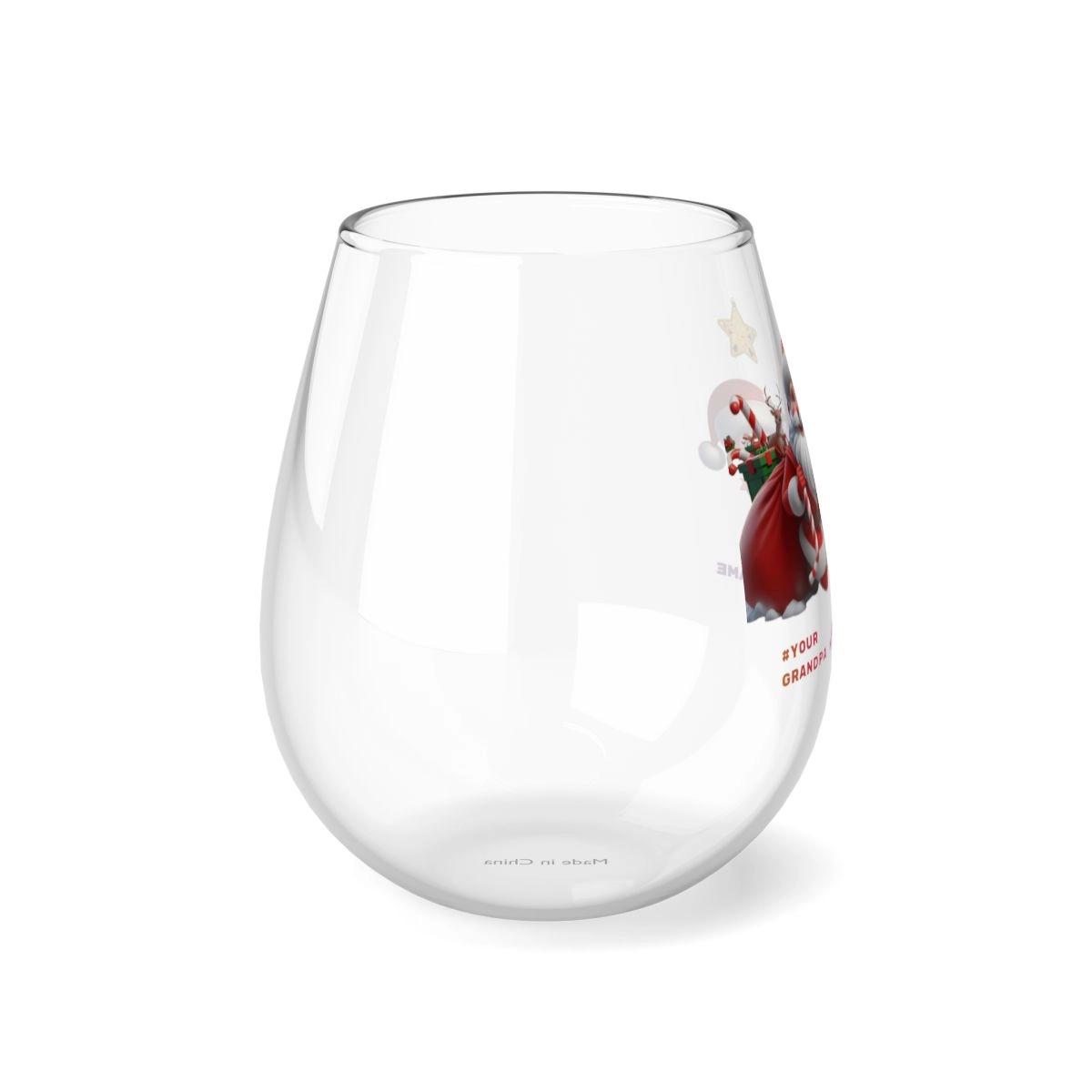 Christmas Glass, Christmas Wine Glass, Santa Claus Glass, Stemless Wine Glass, 11.75oz (Generic brand) 32781