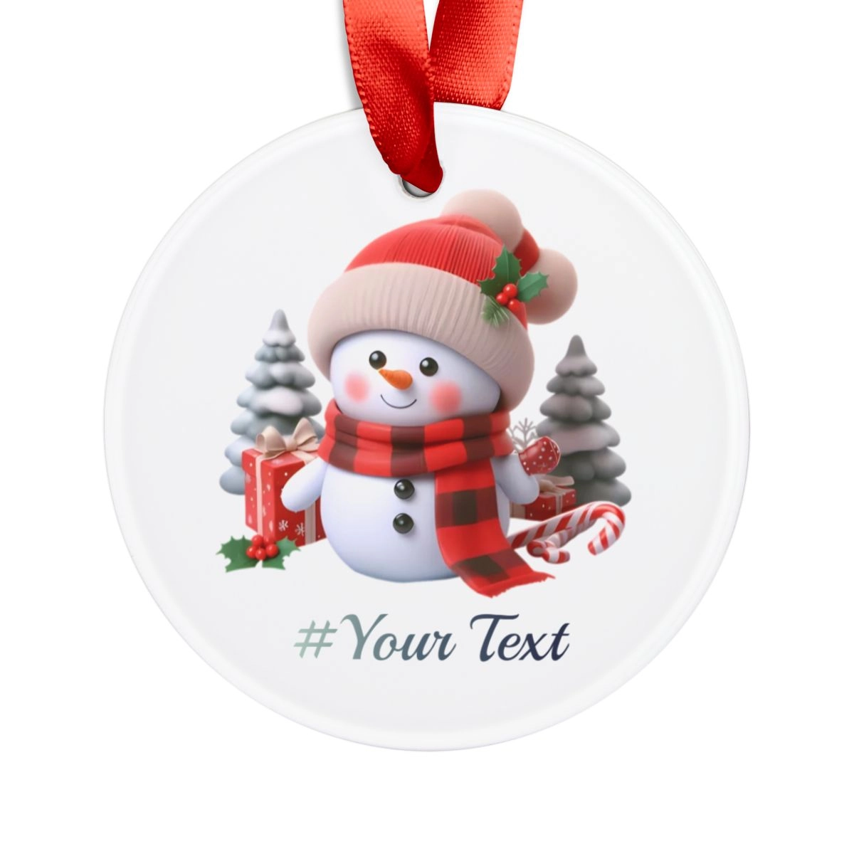 Christmas Acrylic Ornament, Snowman Ornament, Christmas Ornament, Acrylic Ornament with Ribbon (Generic brand)