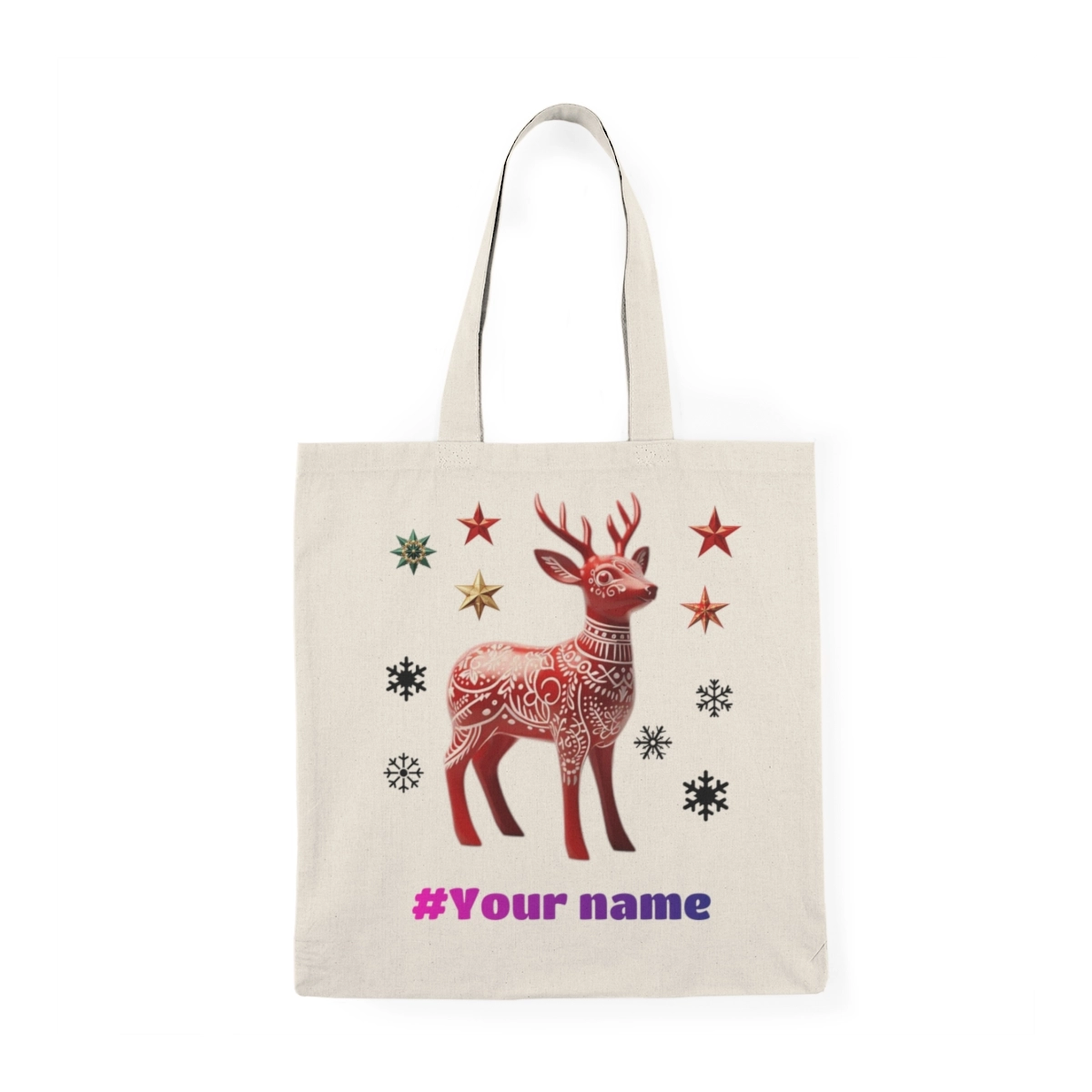  Reindeer Tote Bag, Christmas Tote Bag, Merry Christmas Bags, Natural Tote Bag (S&S Bags)
