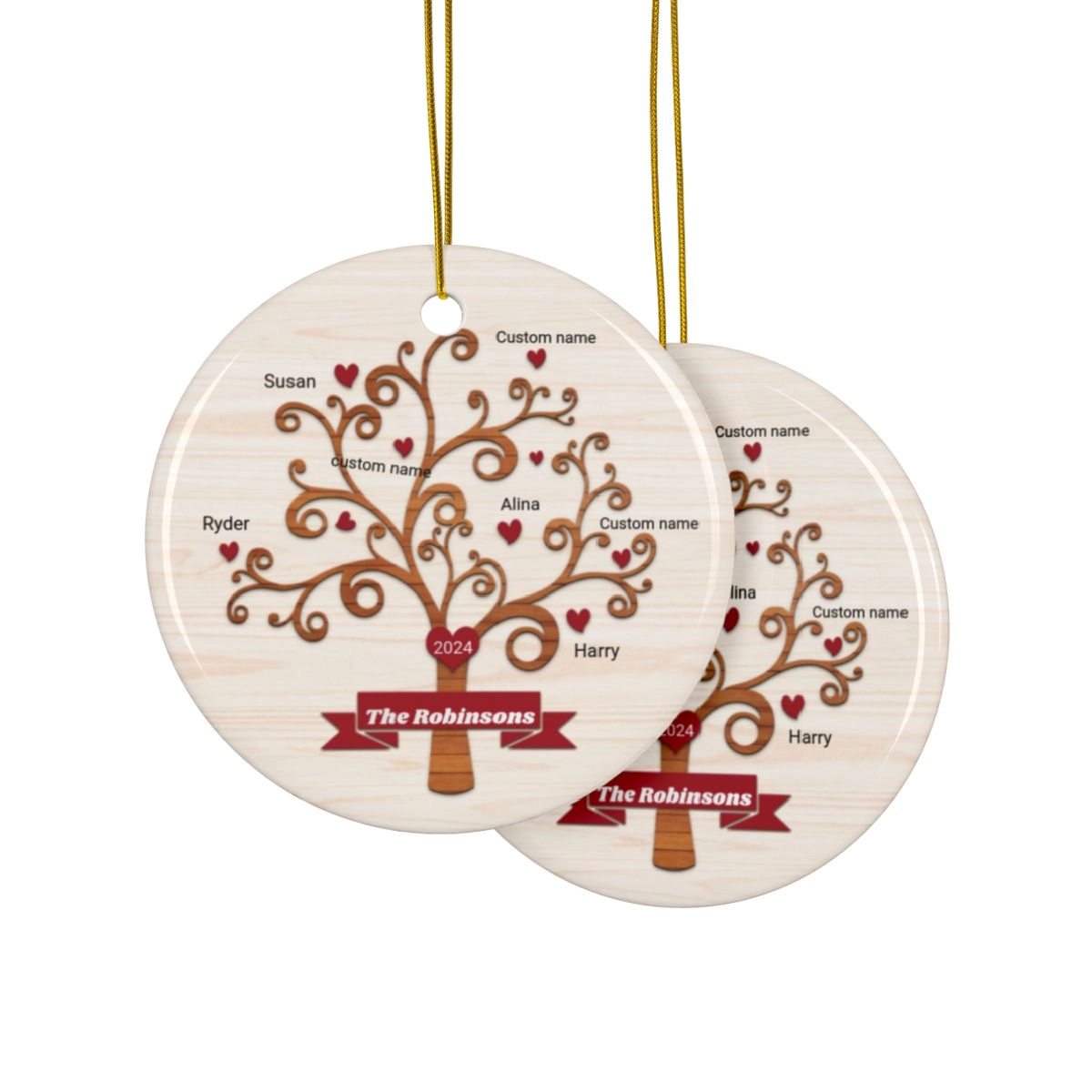 Tree Ornament, Relationship Christmas Tree, Custom Tree Ornament, Ceramic Ornaments, 2-Side Print, (1pc, 3pcs, 5pcs, 10pcs) (Generic brand) 33529