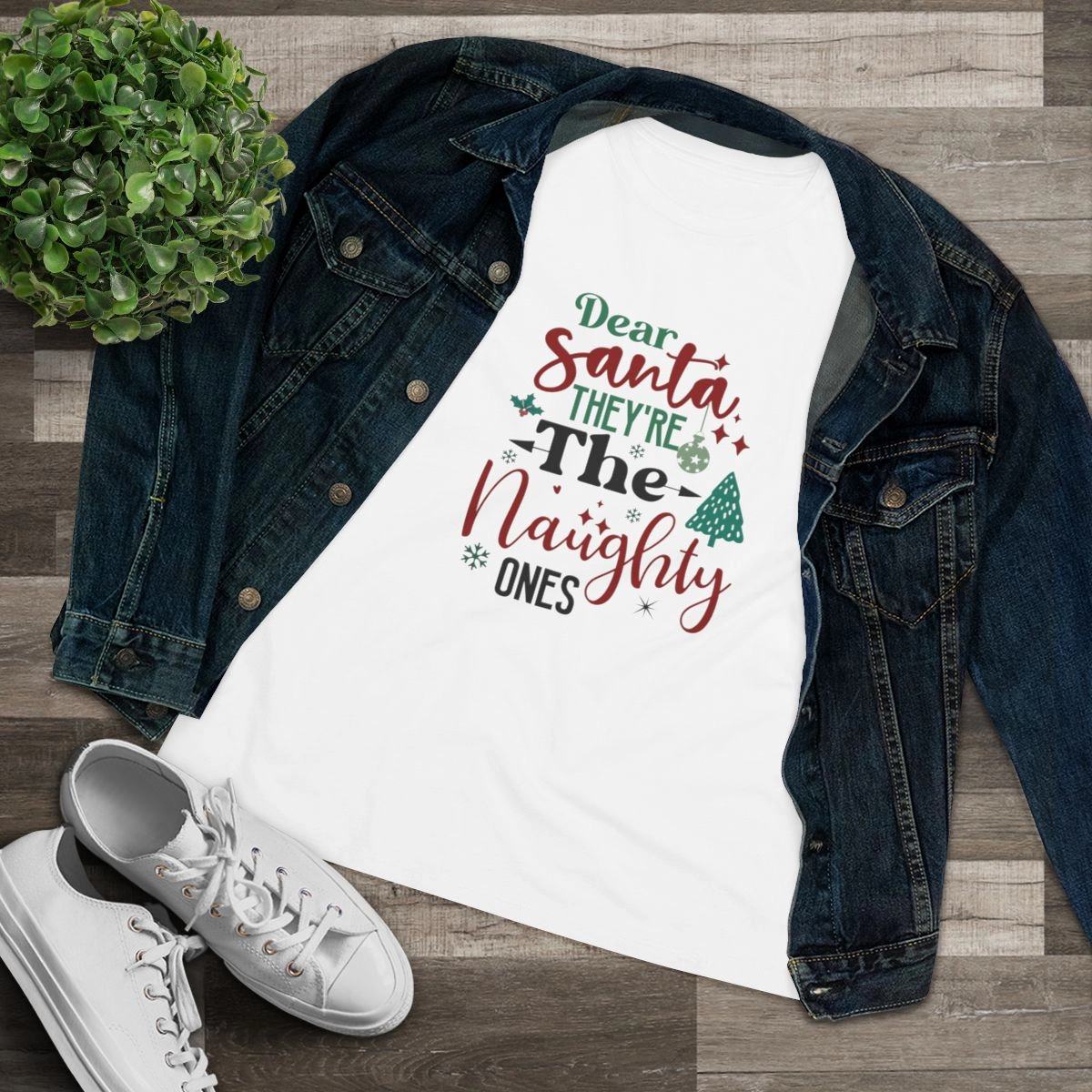 Merry Chirstmas Shirt, Women's Cotton Tee (Bella+Canvas) 33559