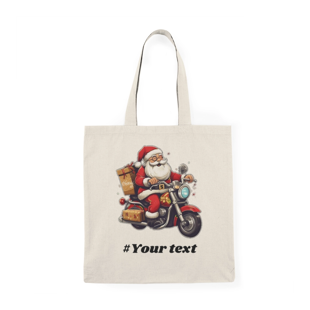 Christmas Tote Bag, Santa Claus Bag, Merry Christmas Bags, Natural Tote Bag (S&S Bags)