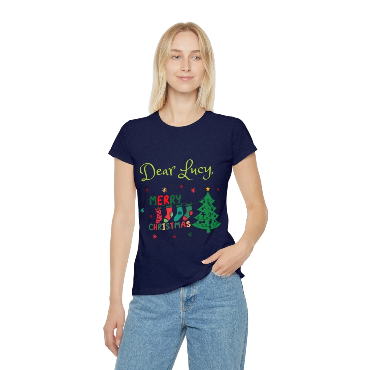 Christmas Shirt, Custom Name Shirt, Women's Iconic T-Shirt (Fruit Of The Loom) 32611