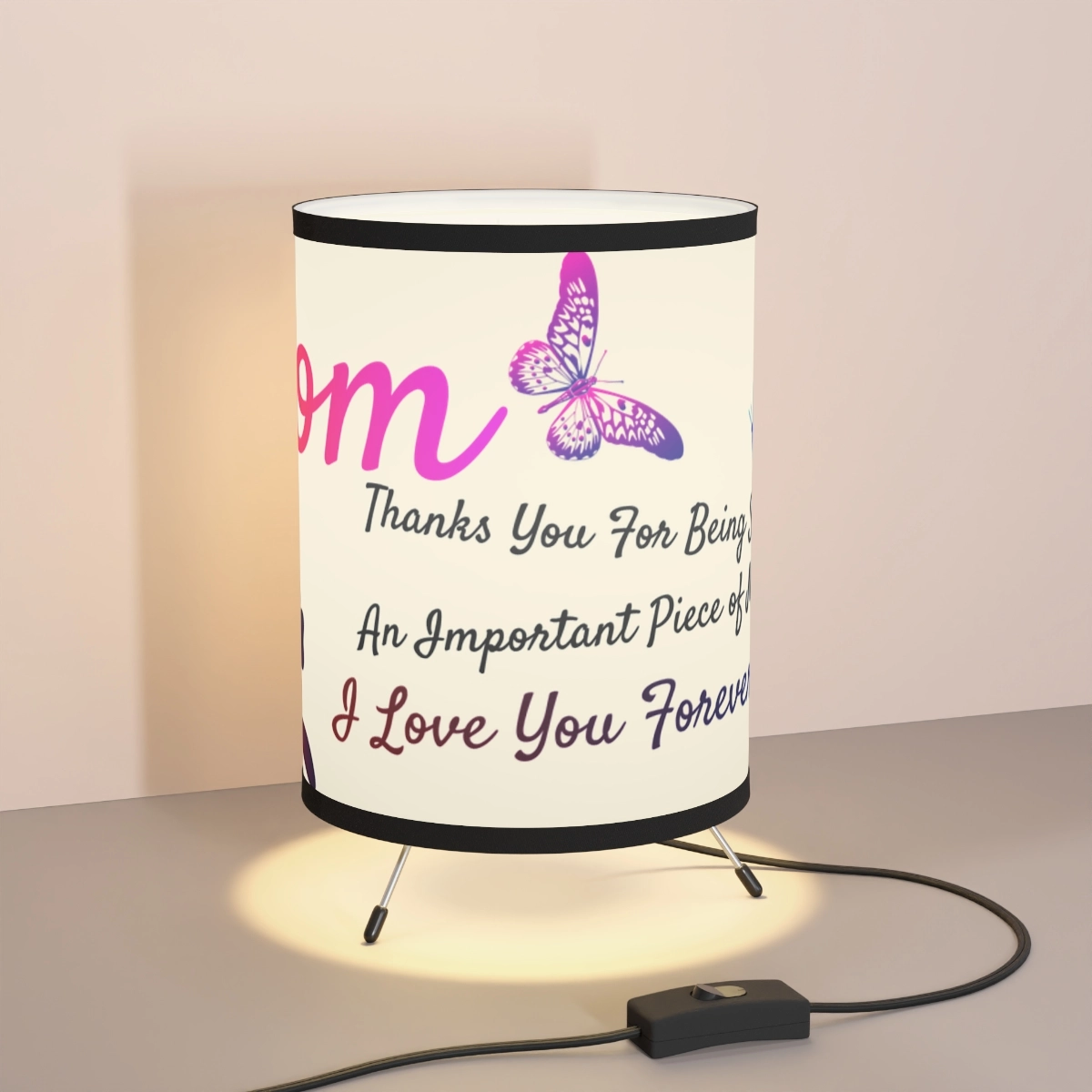Tripod Lamp with High-Res Printed Shade, Custom photo, custom name, gift for mom, mother day 23062