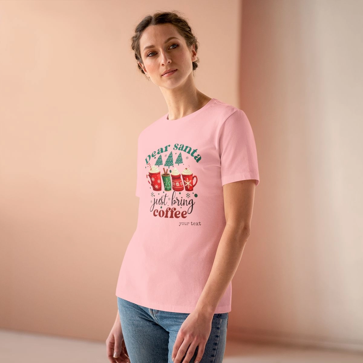 Coffee Shirt, Merry Christmas Shirt, Santa Shirt, Women's Cotton Tee (Bella+Canvas) 33568