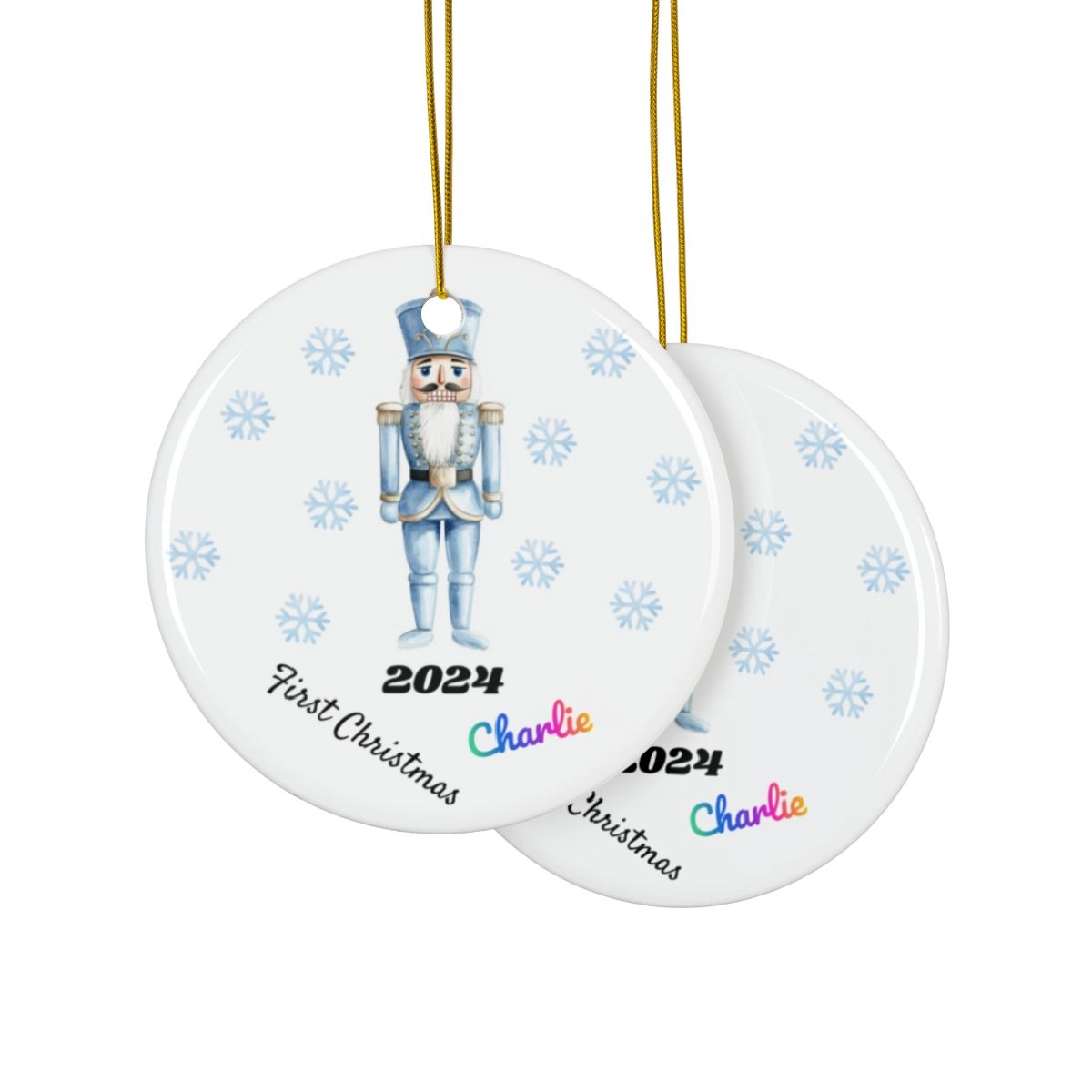 Nutcreacker Ornament, Ceramic Ornaments, 2-Side Print, (1pc, 3pcs, 5pcs, 10pcs) (Generic brand)