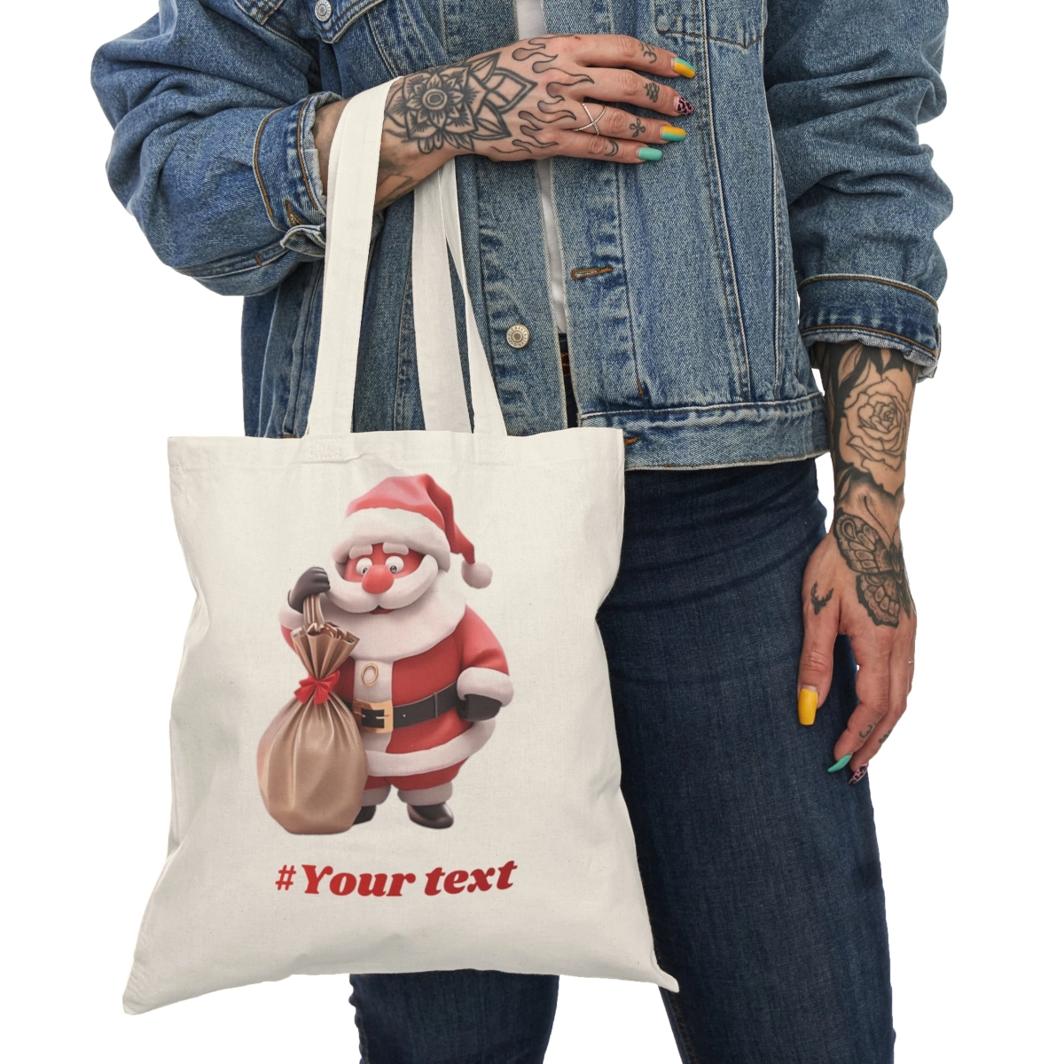 Gift For Kids Chrismast Bags, Christmas Tote Bag, Santa Claus Bag, Merry Christmas Bags, Natural Tote Bag (S&S Bags) 33090
