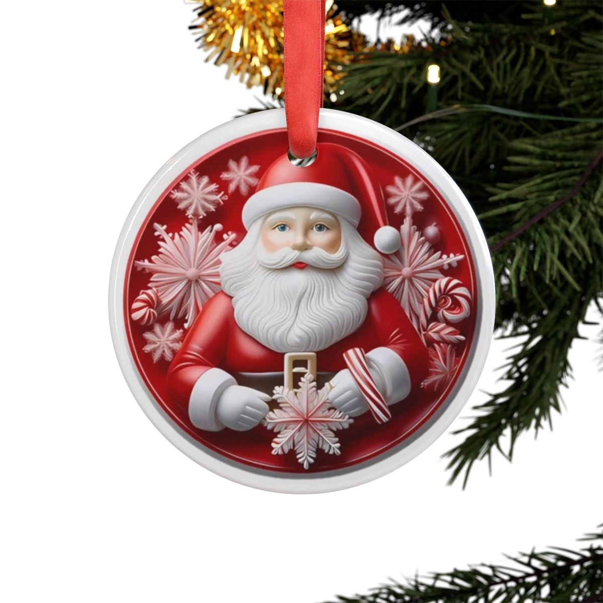 Santa Claus Ornament, Print Ornament, Christmas Ornament, Acrylic Ornament with Ribbon (Generic brand) 32760