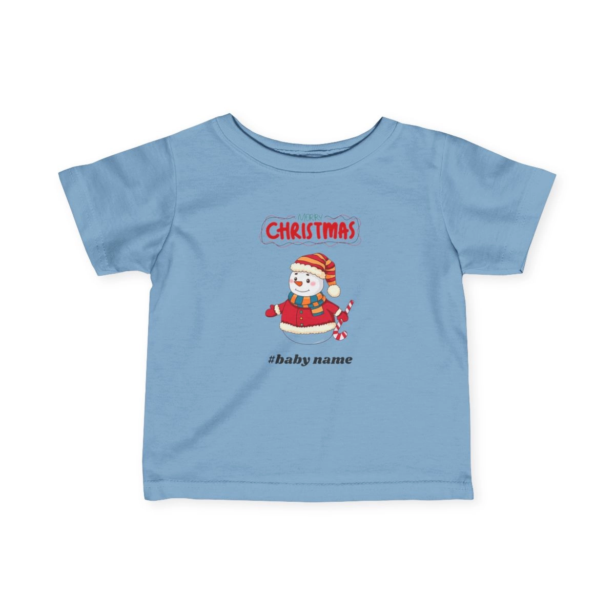 Snowman Shirt,Baby Christmas Shirt, Custom Text Shirt, Infant Fine Jersey Tee (Rabbit Skins) 32885