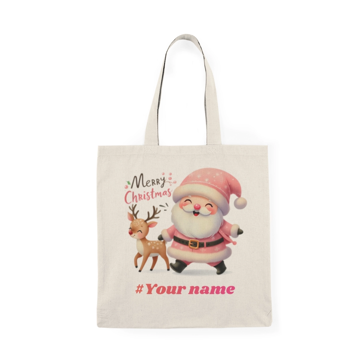 Christmas Tote Bag, Cute Bags Christmas, Santa Claus Bag, Merry Christmas Bags, Natural Tote Bag (S&S Bags) 33096