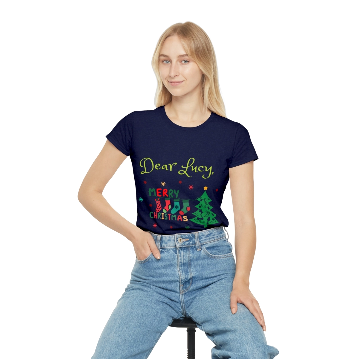 Christmas Shirt, Custom Name Shirt, Women's Iconic T-Shirt (Fruit Of The Loom)