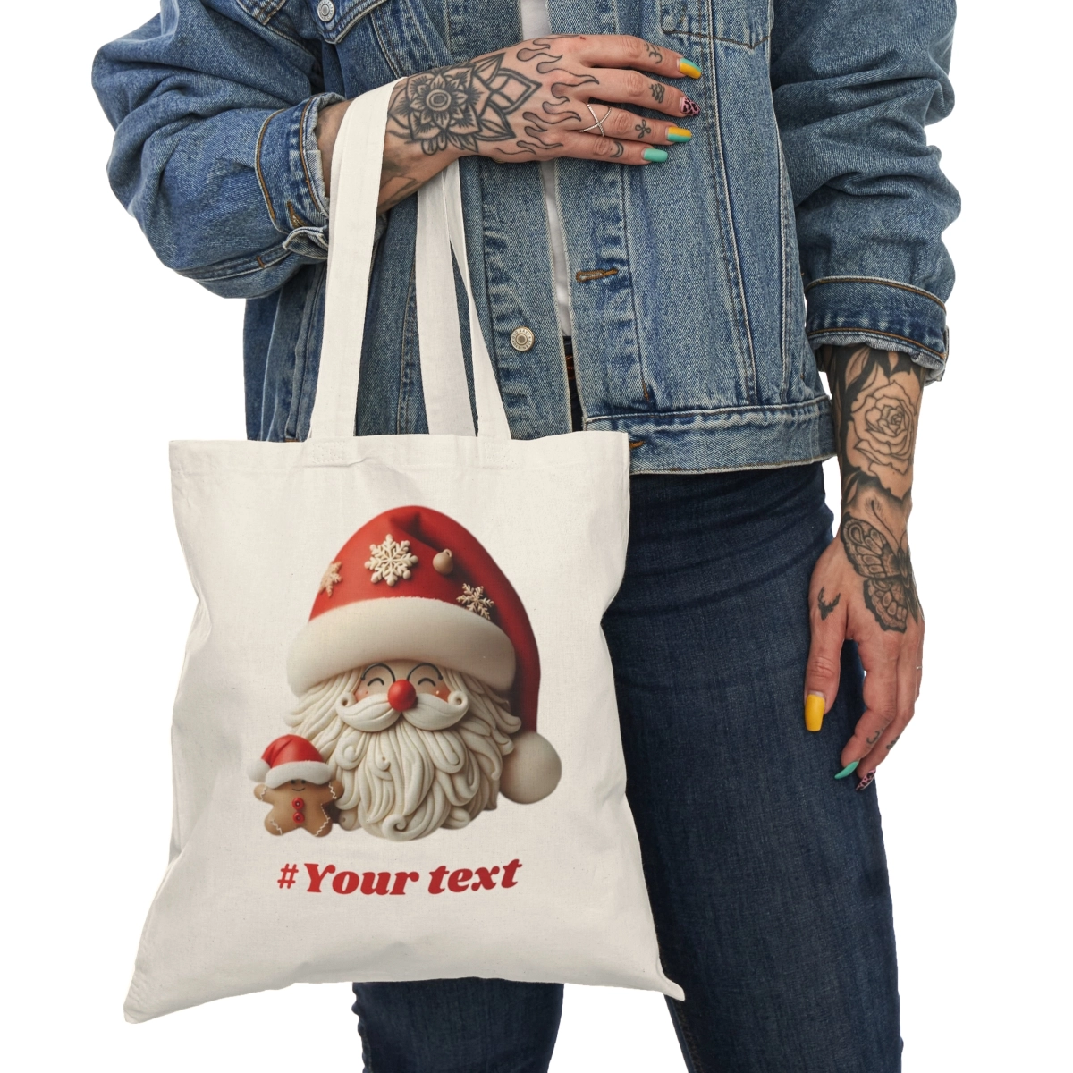 Christmas Tote Bag, Gift Christmast Bag,Santa Claus Bag, Merry Christmas Bags, Natural Tote Bag (S&S Bags)